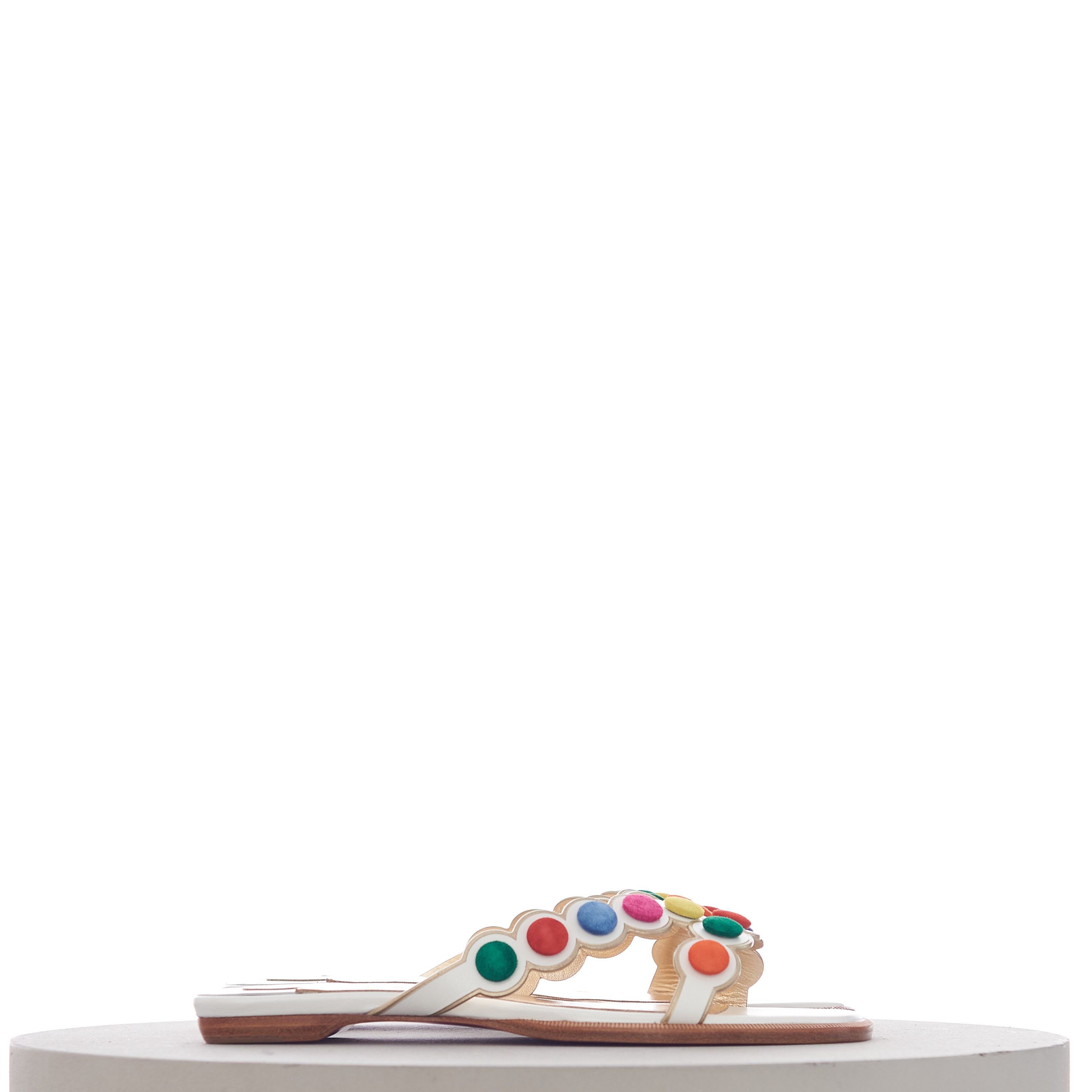 Christian Louboutin Smarta Flat Sandals In White Kid Leather Size US 7.5 / IT 37.5 - 2 Thumbnail