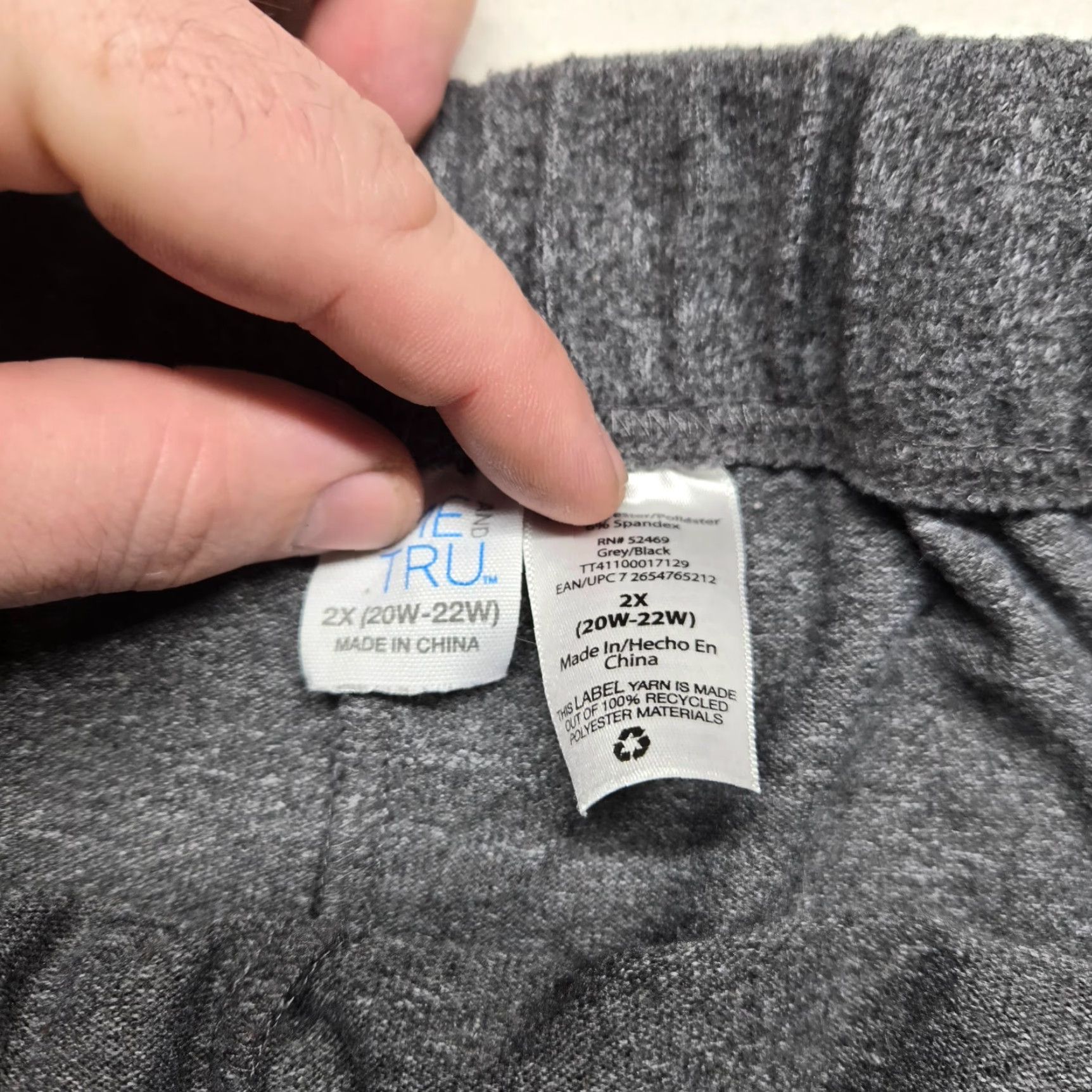 Vintage Time And Tru Pants Women 2X Gray Lounge Fleece Elastic Waist Baggy Harem Comfort Womens Size 40" / US 18 - 3 Thumbnail