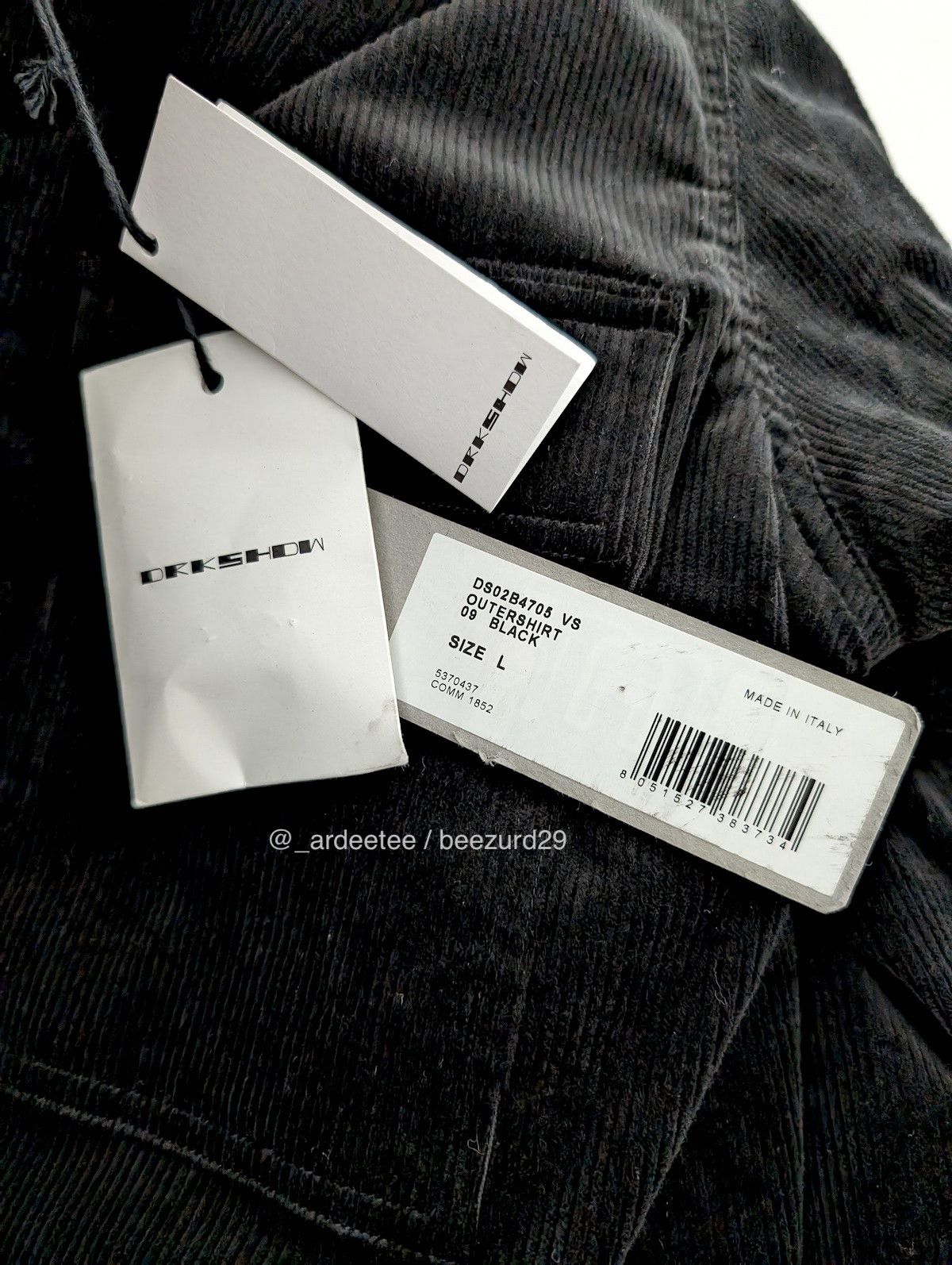 Rick Owens PADDED CORDUROY VELVET OUTERSHIRT $1,755 LARGE Size US L / EU 52-54 / 3 - 10 Thumbnail