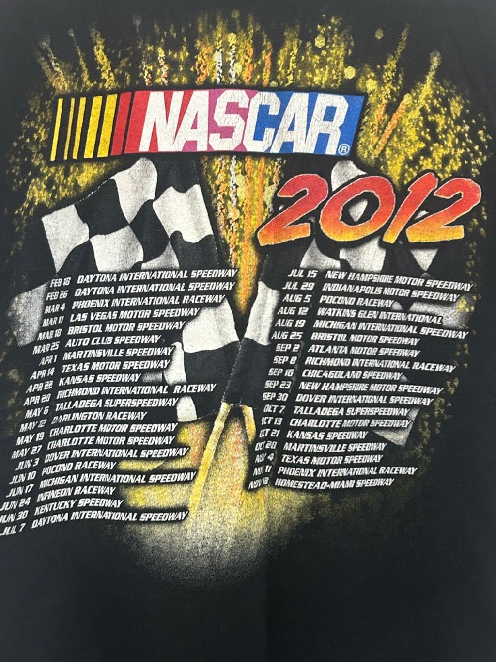 NASCAR Men's NASCAR Black Red 2012 Race Schedule Short Sleeve Tee L Size US L / EU 52-54 / 3 - 4 Thumbnail