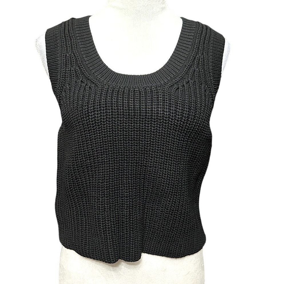 Other Royalty Womens Black Crop Scoop Neck Knit TankTop Sweater XL Size XL / US 12-14 / IT 48-50 - 2 Thumbnail