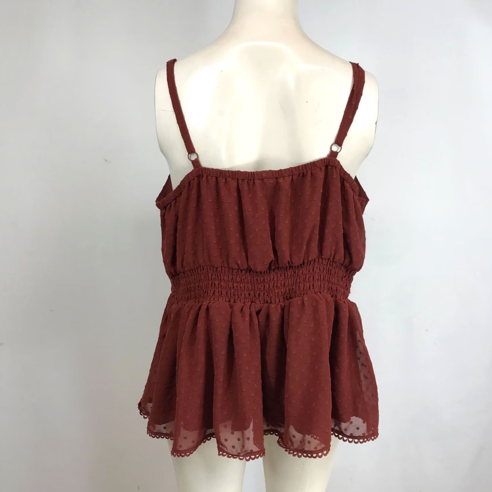 Torrid Torrid Women's 1X Rust Spaghetti Strap Polka Dot Ruffle Top Blouse Size XL / US 12-14 / IT 48-50 - 5 Thumbnail