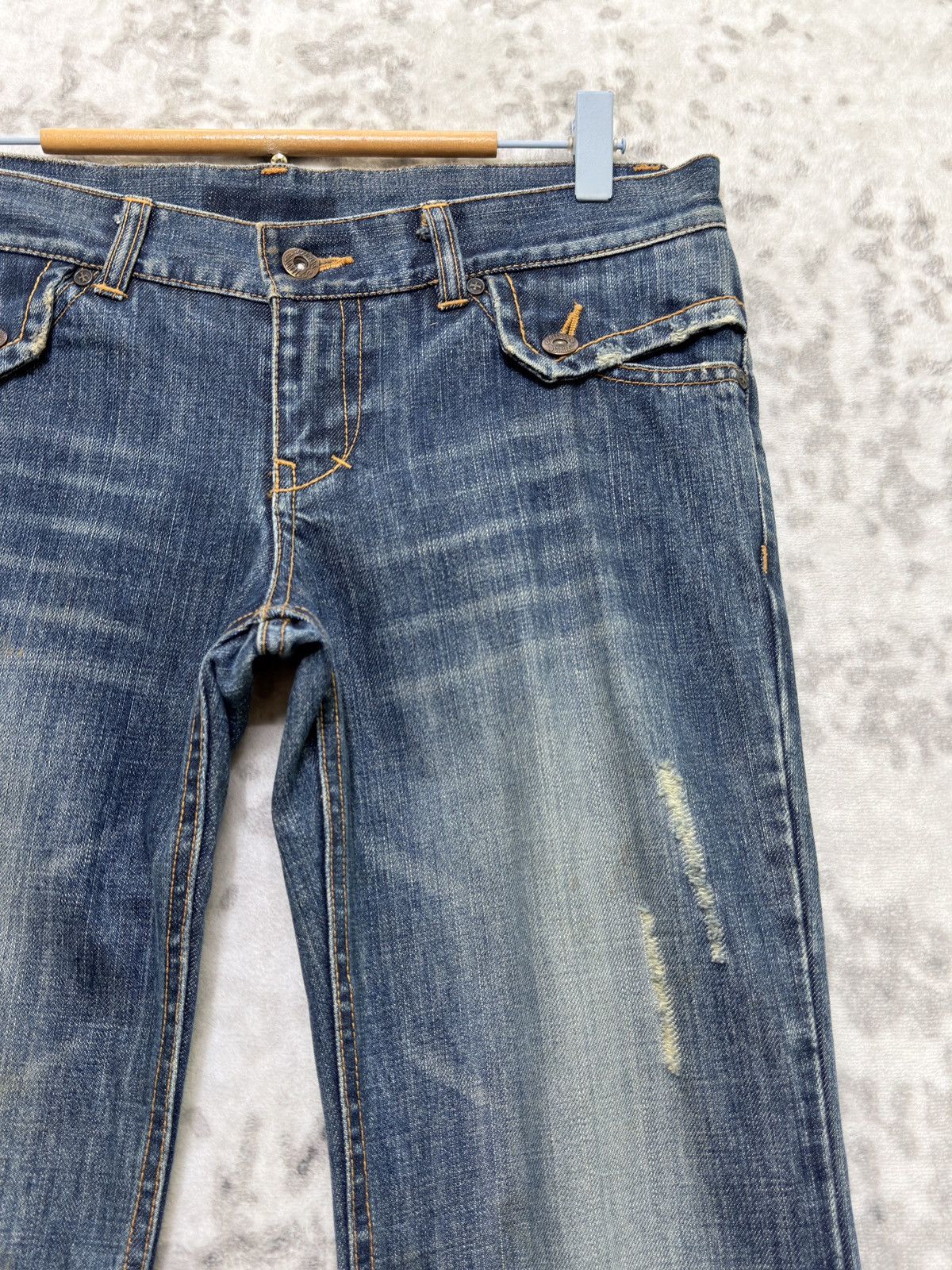 Japanese Brand Splendid Low Rise Distressed Flare Jeans Y2K Grunge Size US 32 / EU 48 - 5 Thumbnail