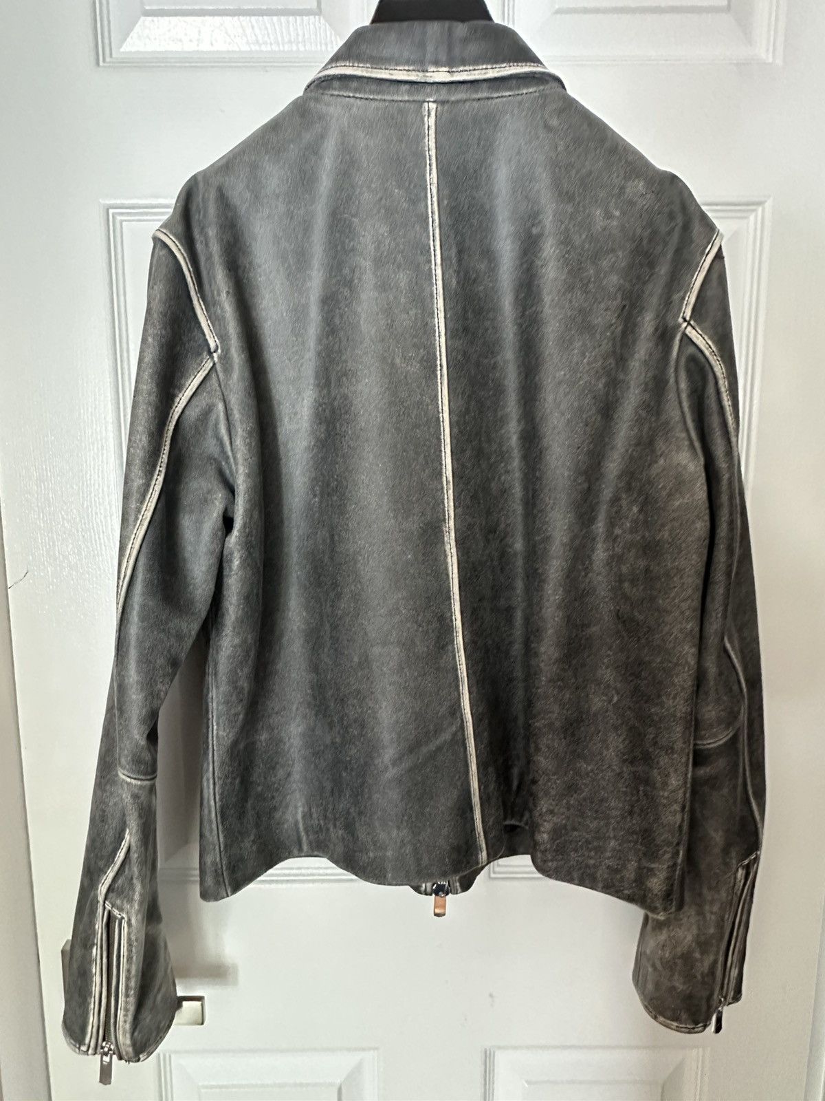 Pearled Ivory Distressed Leather Blouson Jacket Size US M / EU 48-50 / 2 - 9 Thumbnail