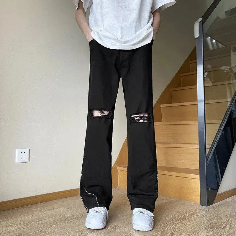 Japanese Brand Retro straight leg wide leg zipper jeans Size US 32 / EU 48 - 6 Thumbnail