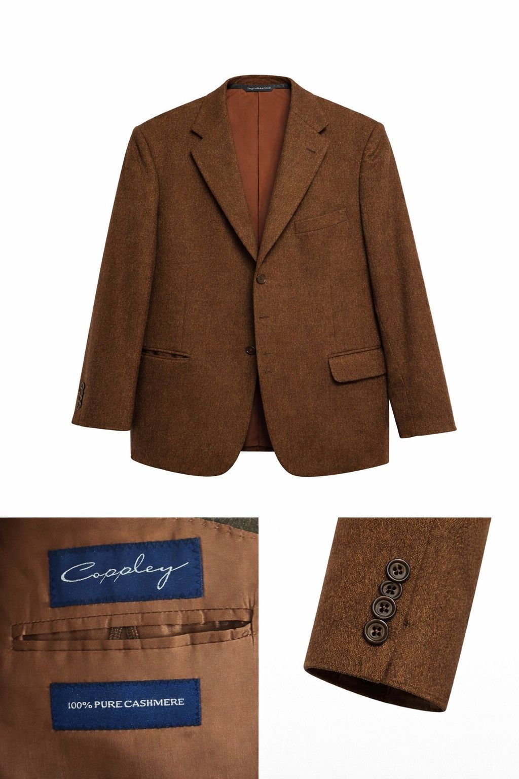 Coppley Coppley 100% Cashmere Brown Blazer-Luxury Sport Coat Size 42R - 4 Thumbnail