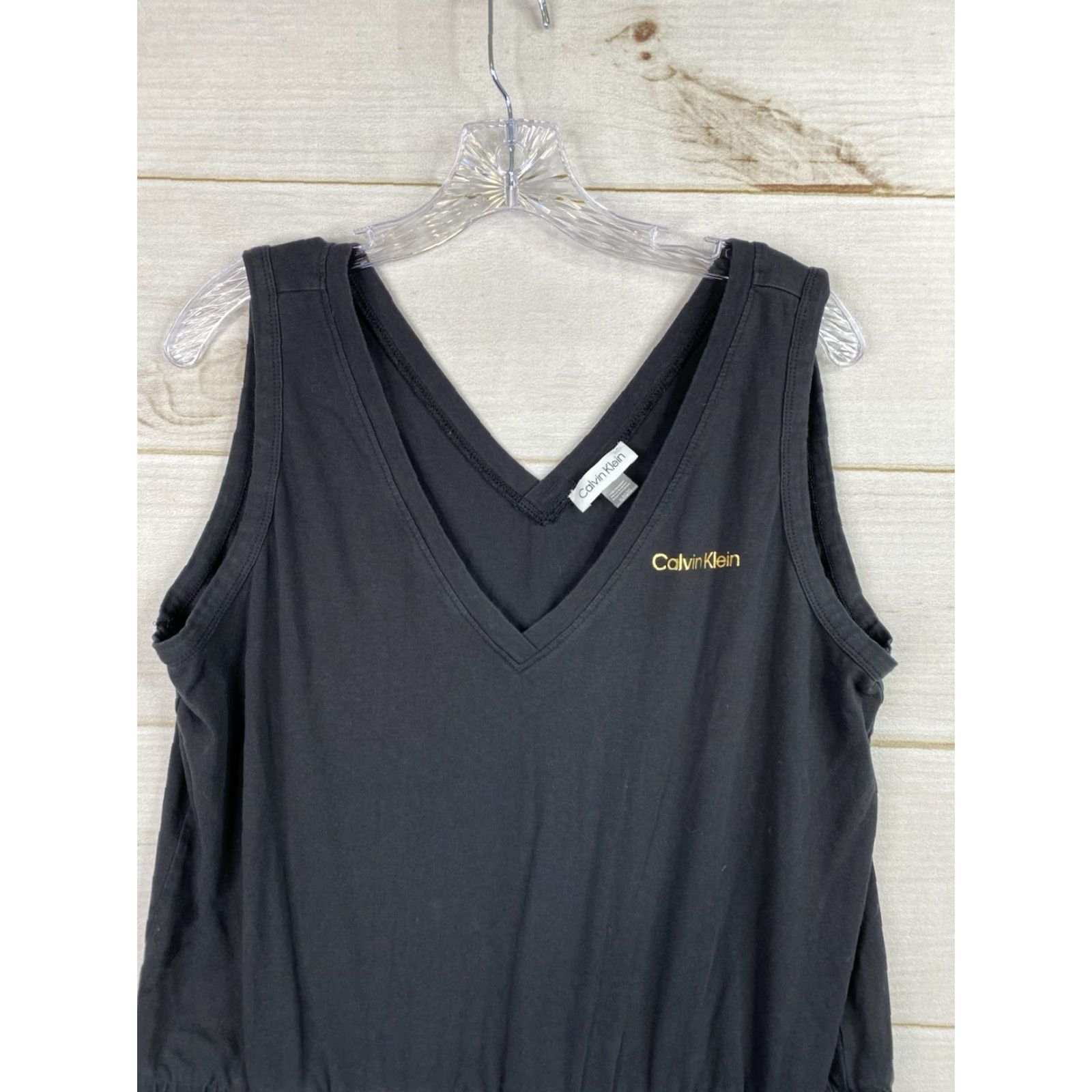 Calvin Klein Calvin Klein Romper Women XL Black Sleeveless Tie Waist Stretch Short Shortall Size 40" / US 18 - 2 Thumbnail