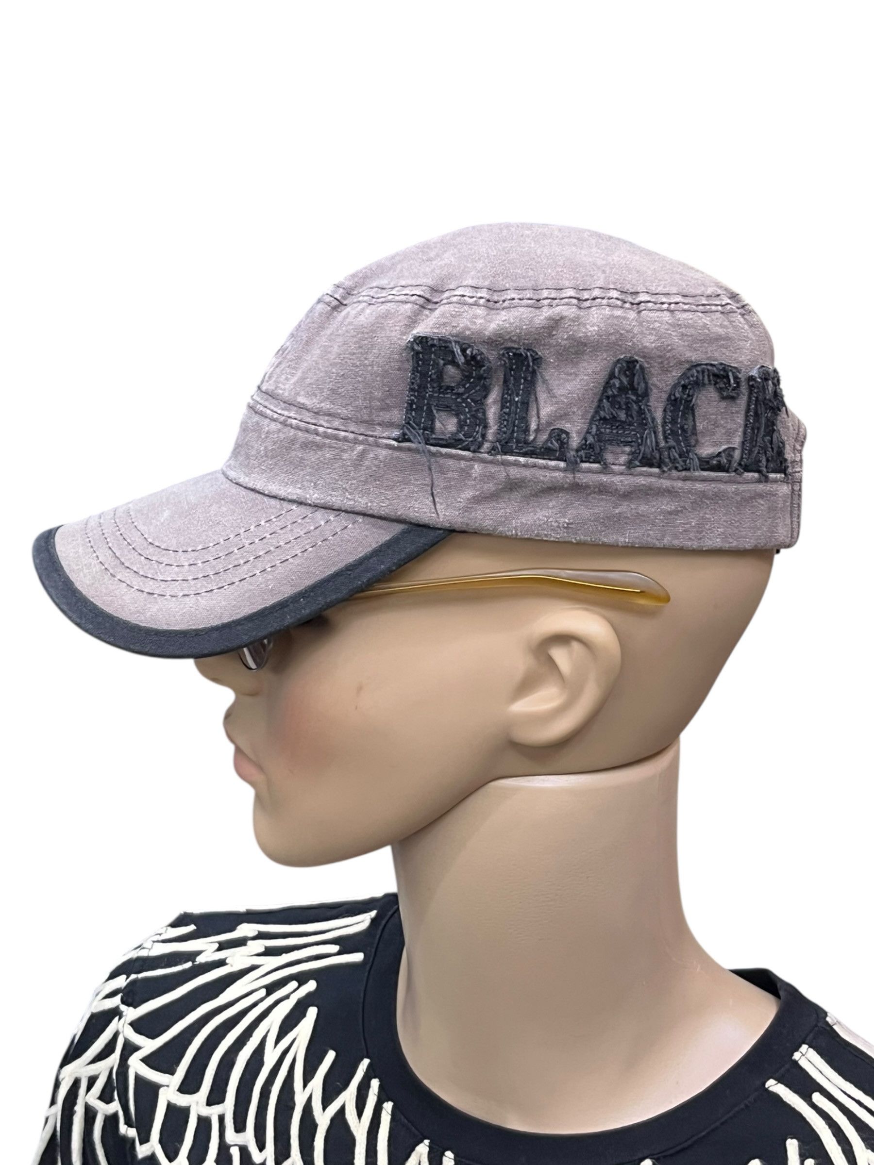 Japanese Brand Vintage BLACK REBEL Distressed Grunge Military Cap Size ONE SIZE - 4 Thumbnail