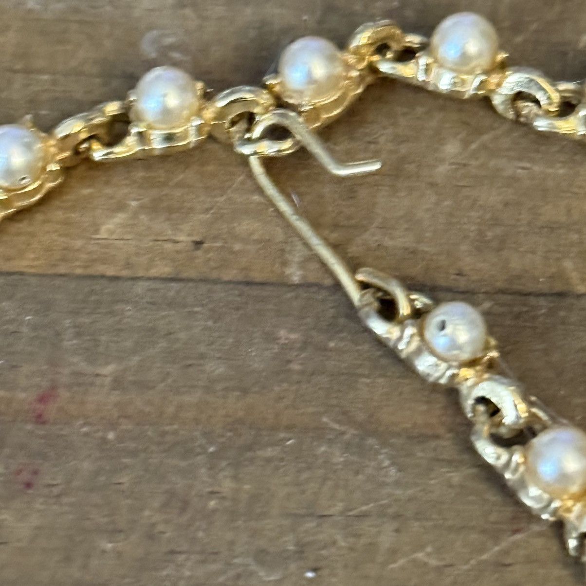 Vintage Vintage gold rhinestone and pearls leaf vine choker necklace Size ONE SIZE - 6 Thumbnail