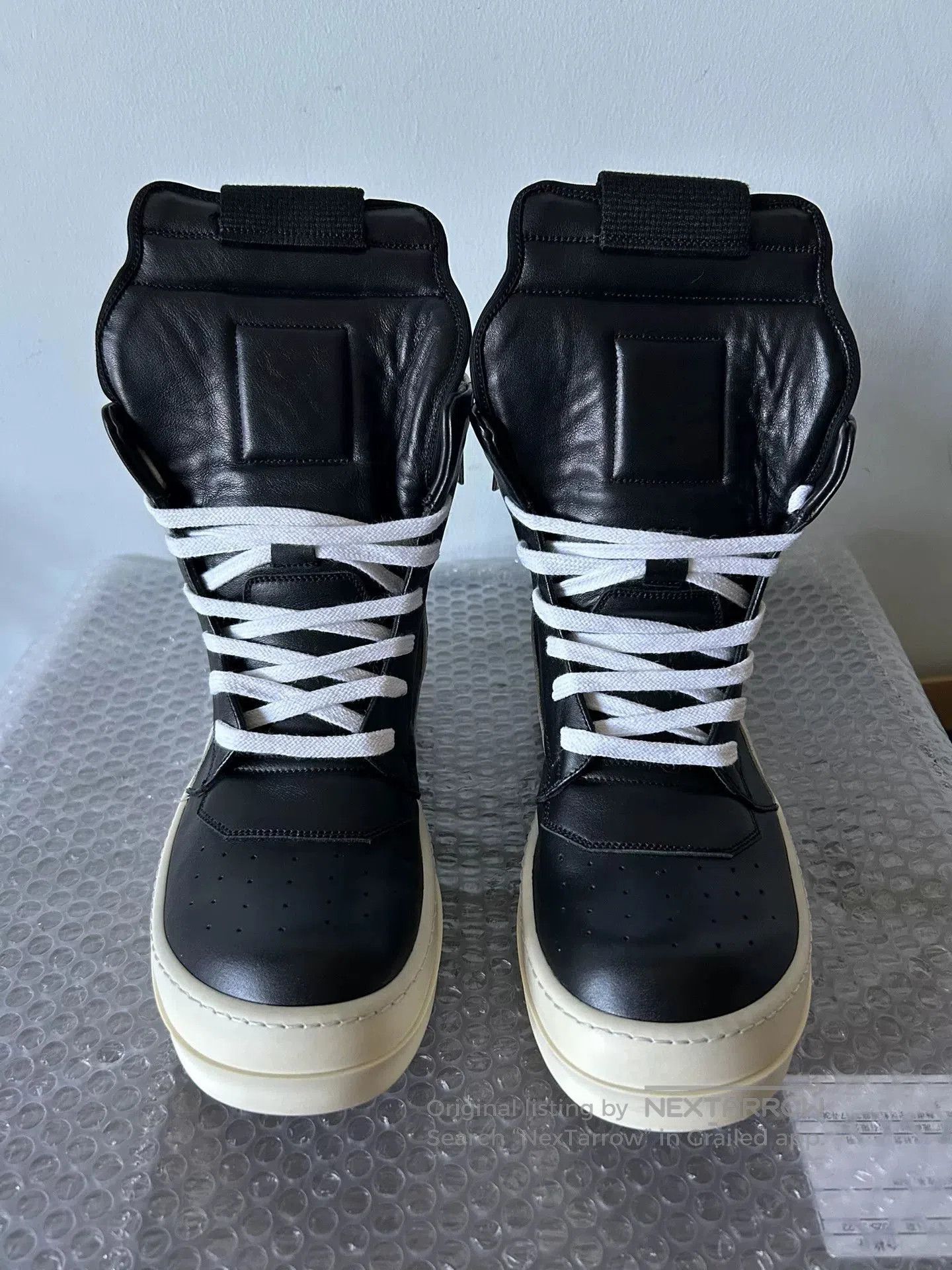 rick owens black leather high.