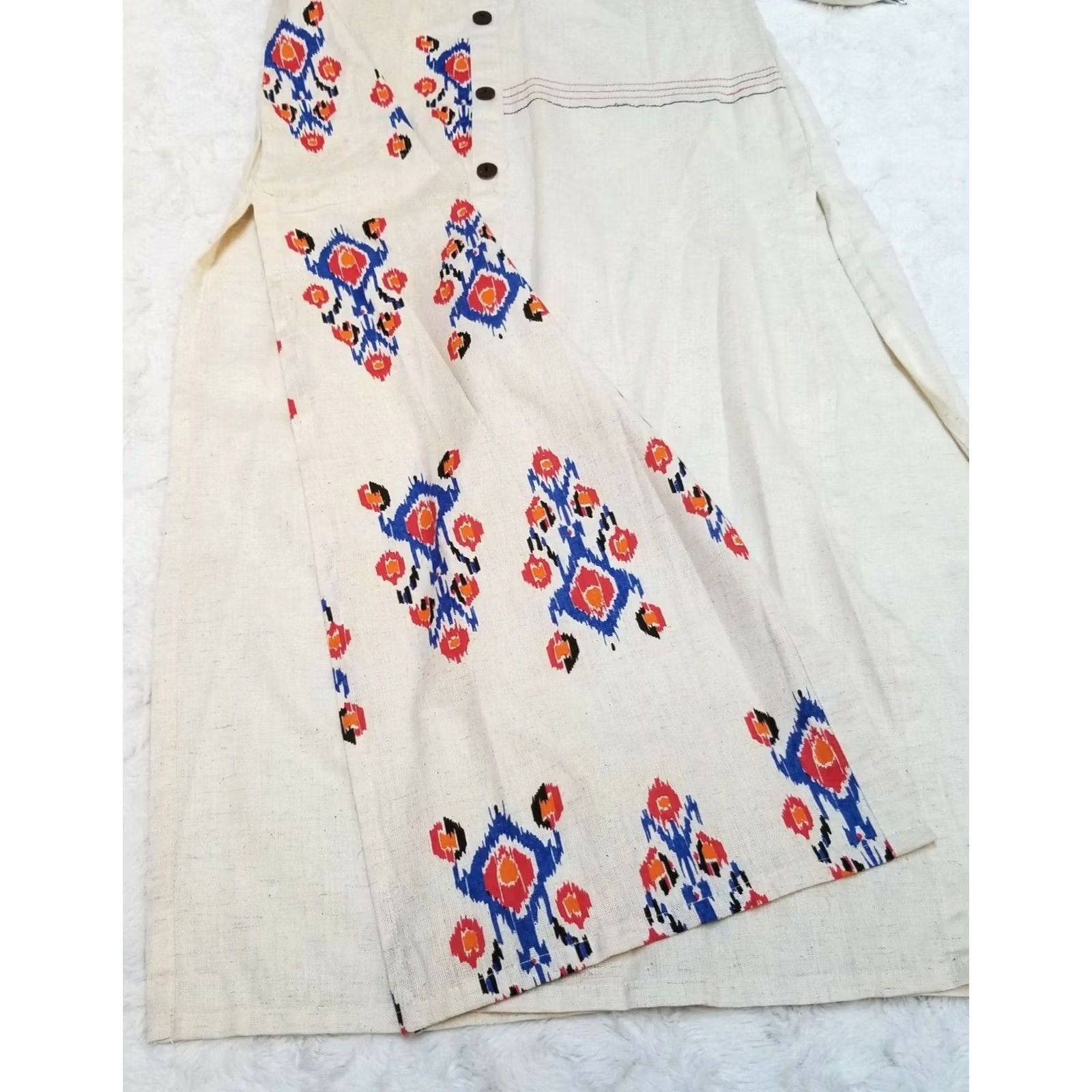Vintage Kesar Womens Button-Down Shirt Dress Collared Midi Abstract White L Size L / US 10 / IT 46 - 7 Thumbnail
