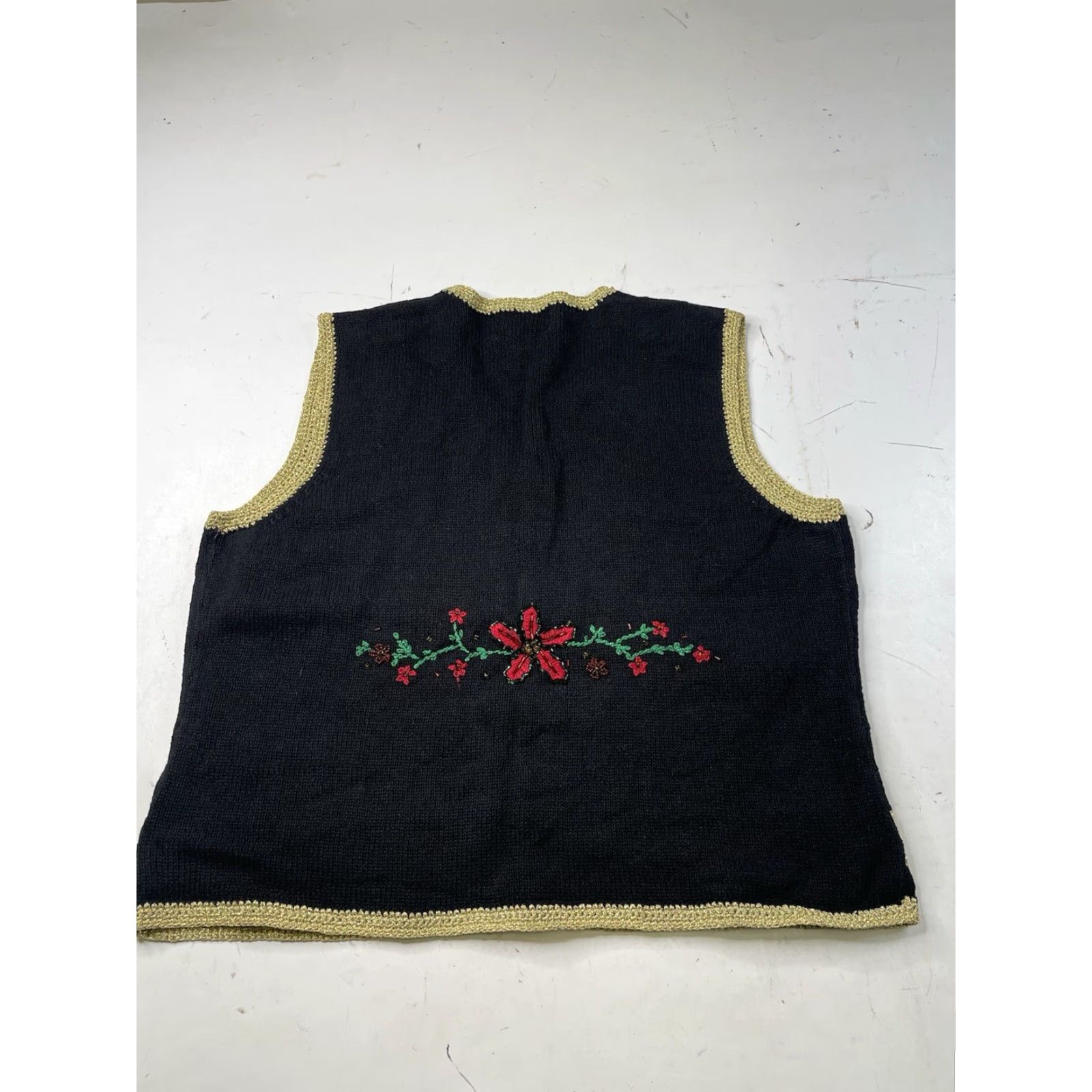 Vintage VINTAGE Studio Joy Embellished Floral Christmas Sweater Vest Knit Petite XL Ugly Size XS / US 0-2 / IT 36-38 - 6 Thumbnail