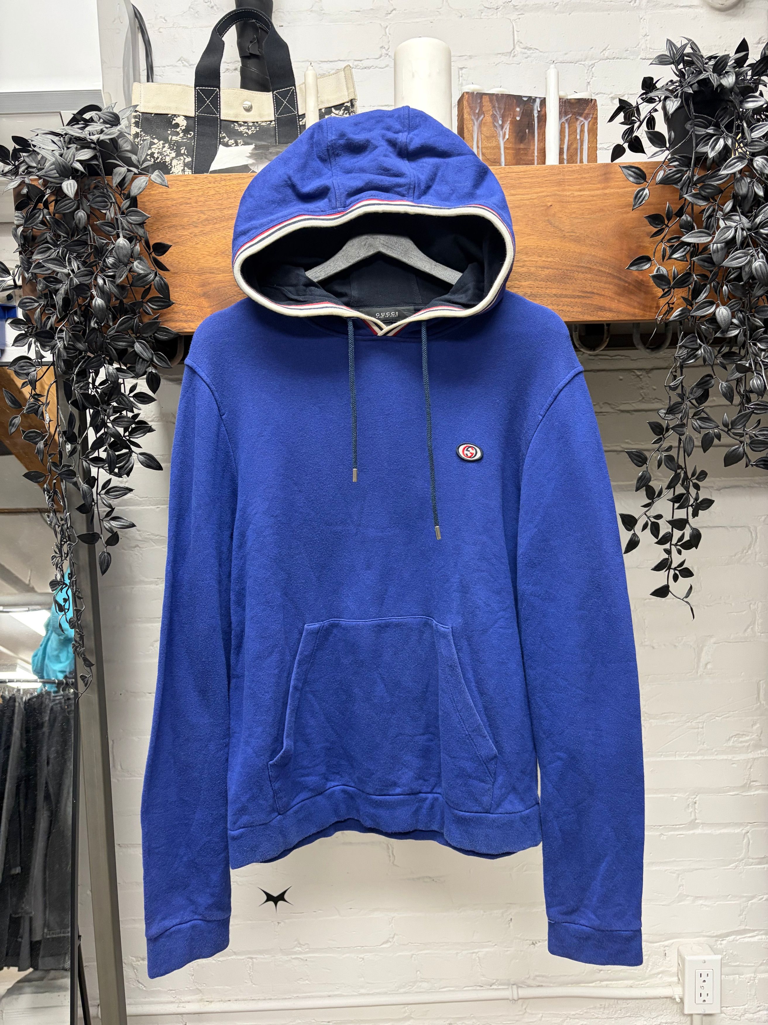 Gucci Gucci ‘GG Interlock Logo’ Blue Striped Detail Hoodie Size US M / EU 48-50 / 2 - 1 Thumbnail