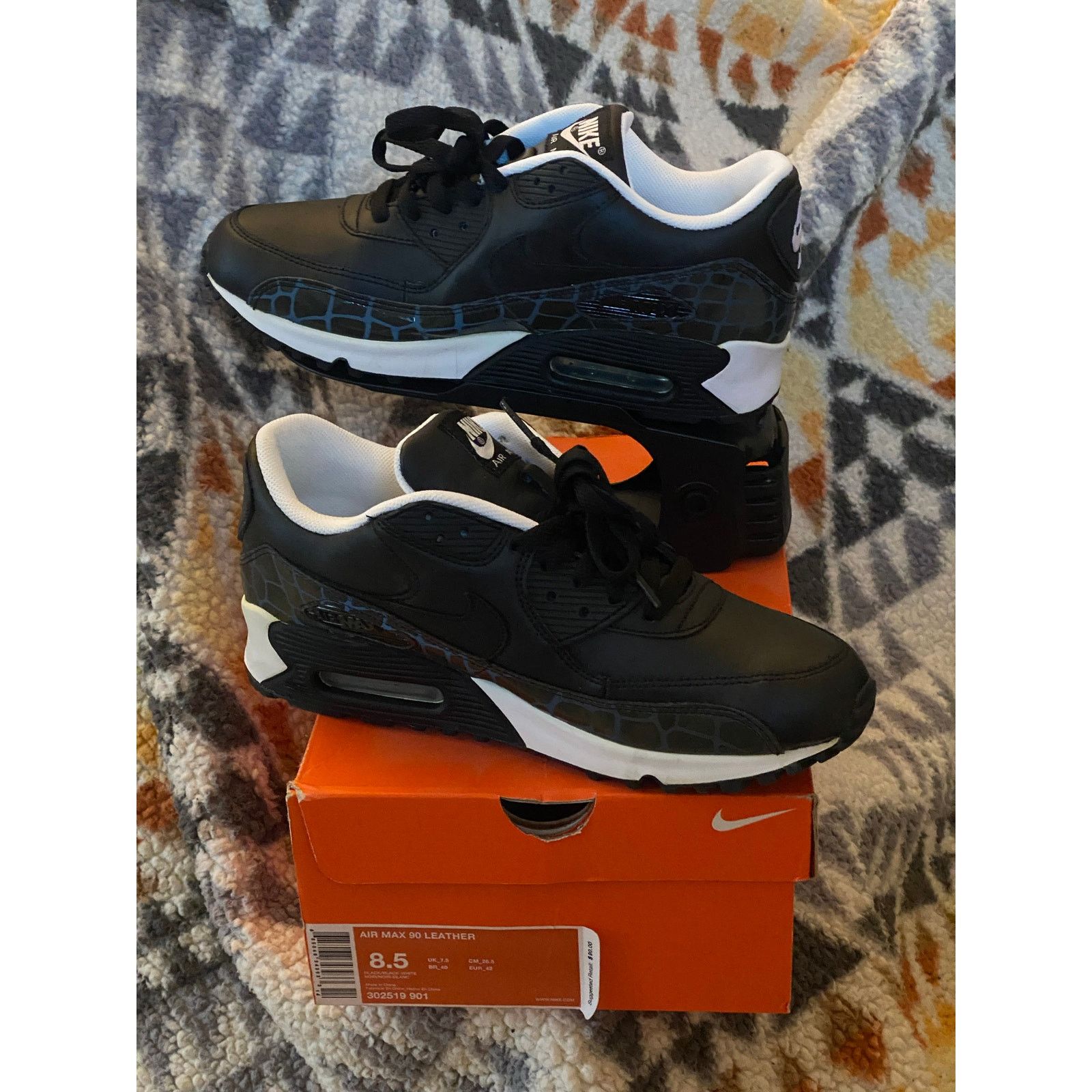 Nike Air Max 90 Leather 'Reflector Croc' m8.5 w10 Size US 8 / EU 41 - 3 Thumbnail