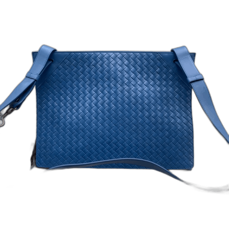 Bottega Veneta Blue Woven Leather Messenger Bag-Yf, Men's