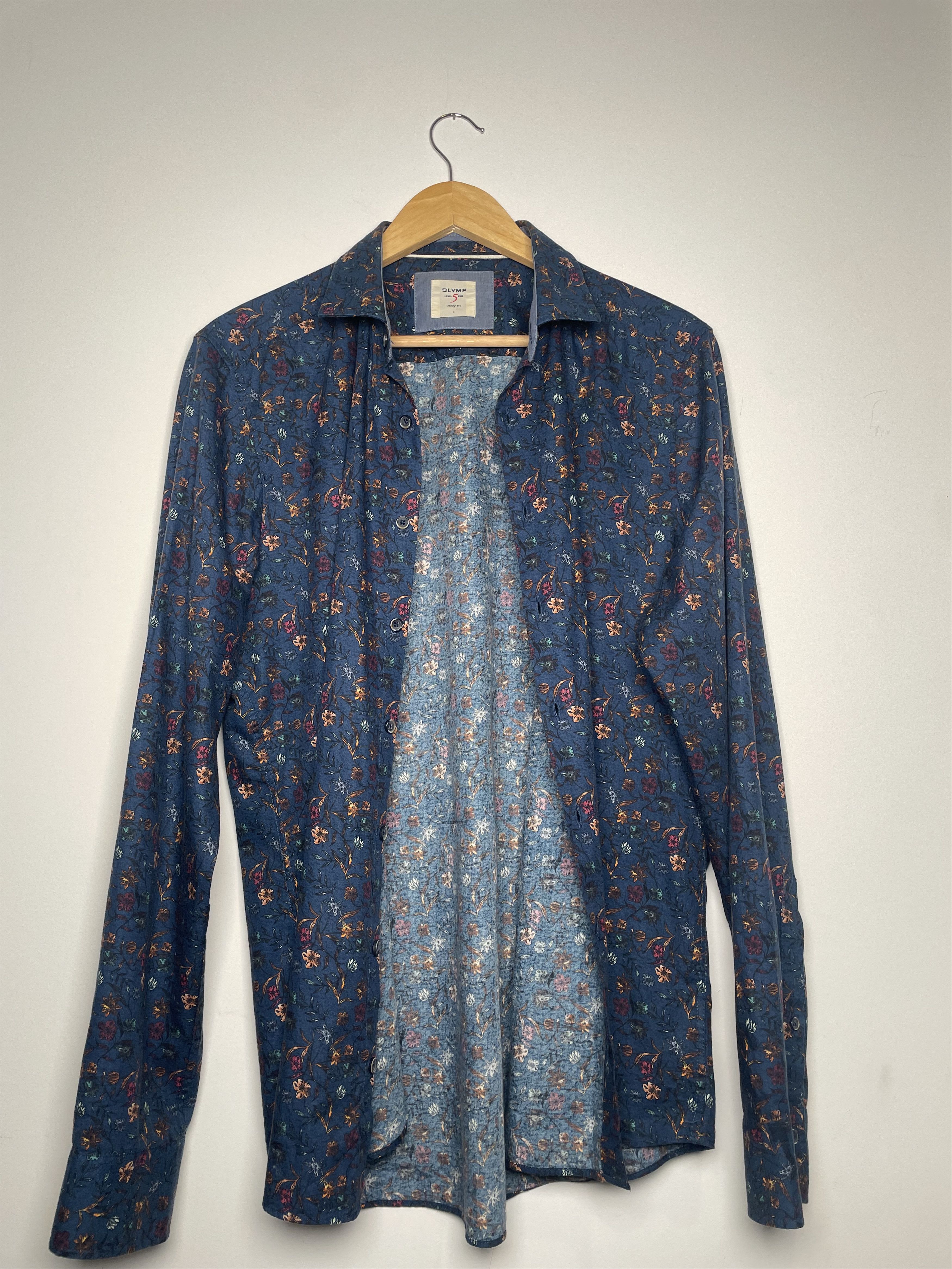 Other 🇩🇪 OLYMP Level Five Body Fit Floral Cotton Shirt - L Size US L / EU 52-54 / 3 - 3 Thumbnail