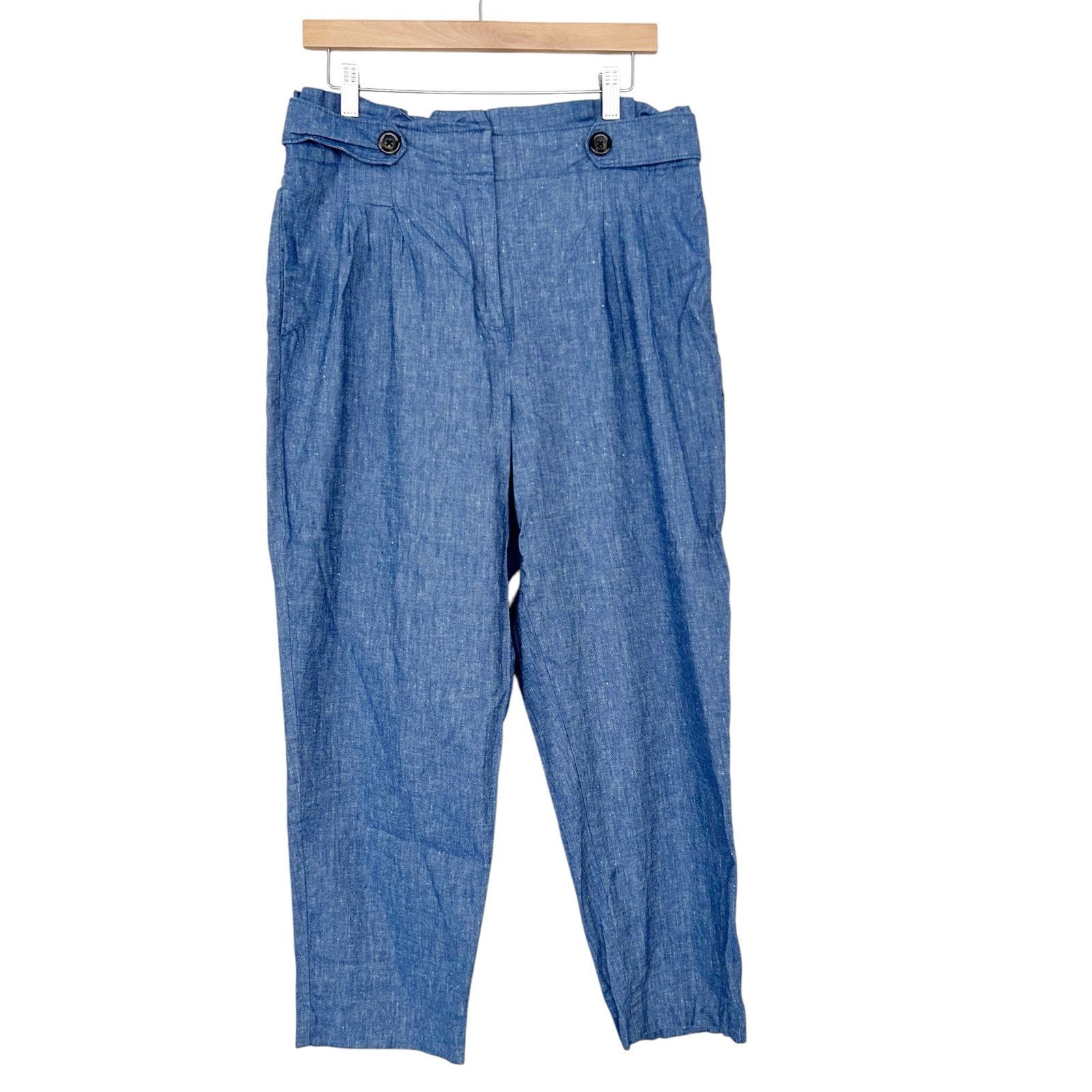 Ann Taylor Ann Taylor The Chambray Paperbag Ankle Pants Sz 12 Size 34" / US 12 / IT 48 - 1 Thumbnail