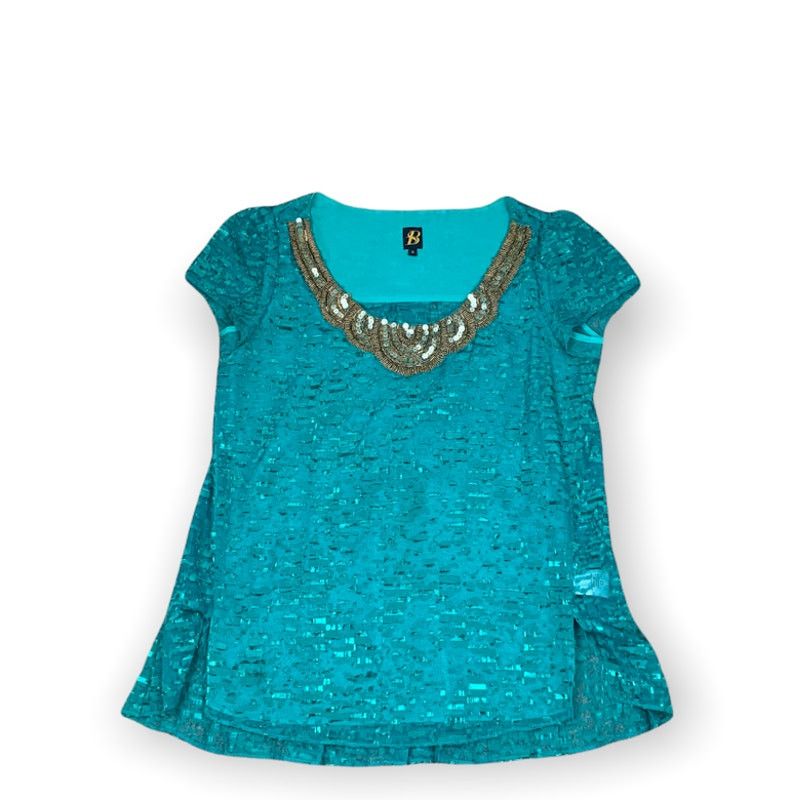 Neiman Marcus Sachin + Babi for Anthropologie Carcanet Blouse Aqua Green Size S / US 4 / IT 40 - 13 Thumbnail