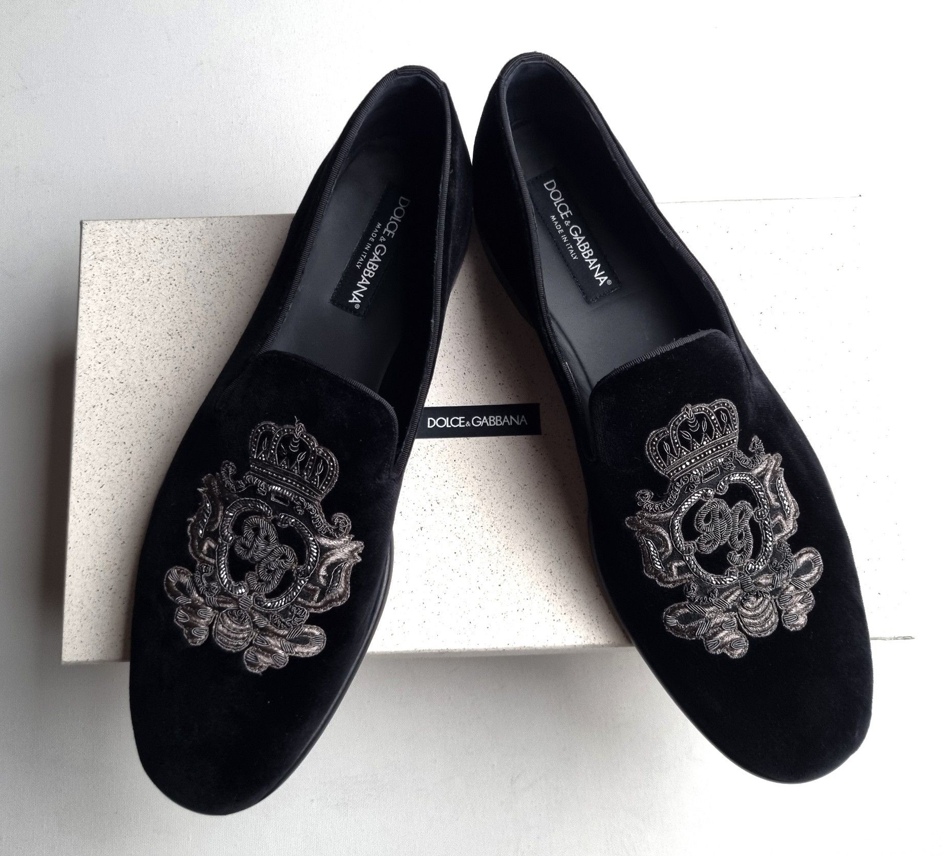 Dolce & Gabbana Dolce & Gabbana Velvet Slippers Size EU 45 Size US 12 / EU 45 - 1 Thumbnail