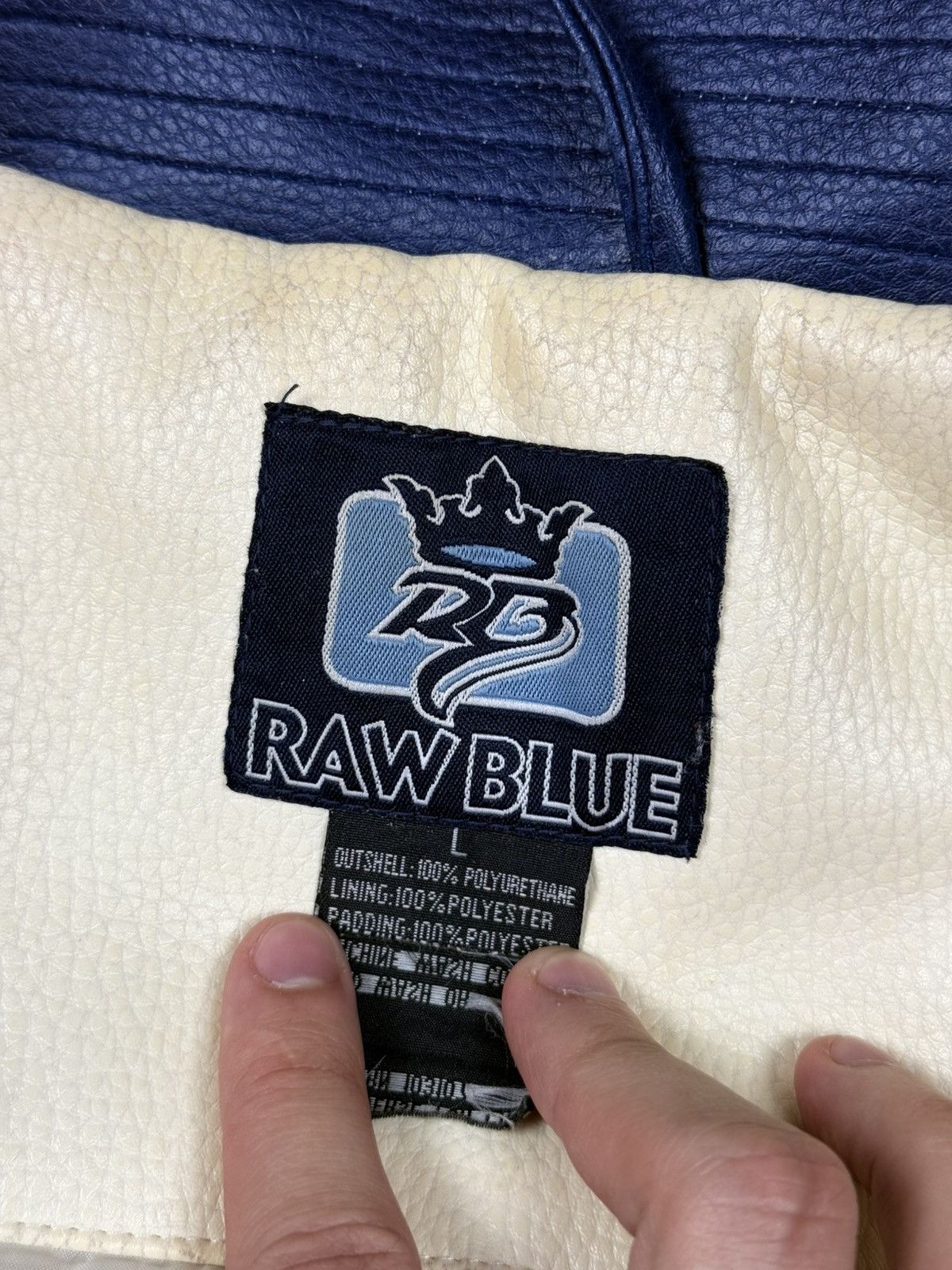 JNCO Raw Blue Ice Man Leather Varsity Jacket Size L Size US L / EU 52-54 / 3 - 20 Thumbnail
