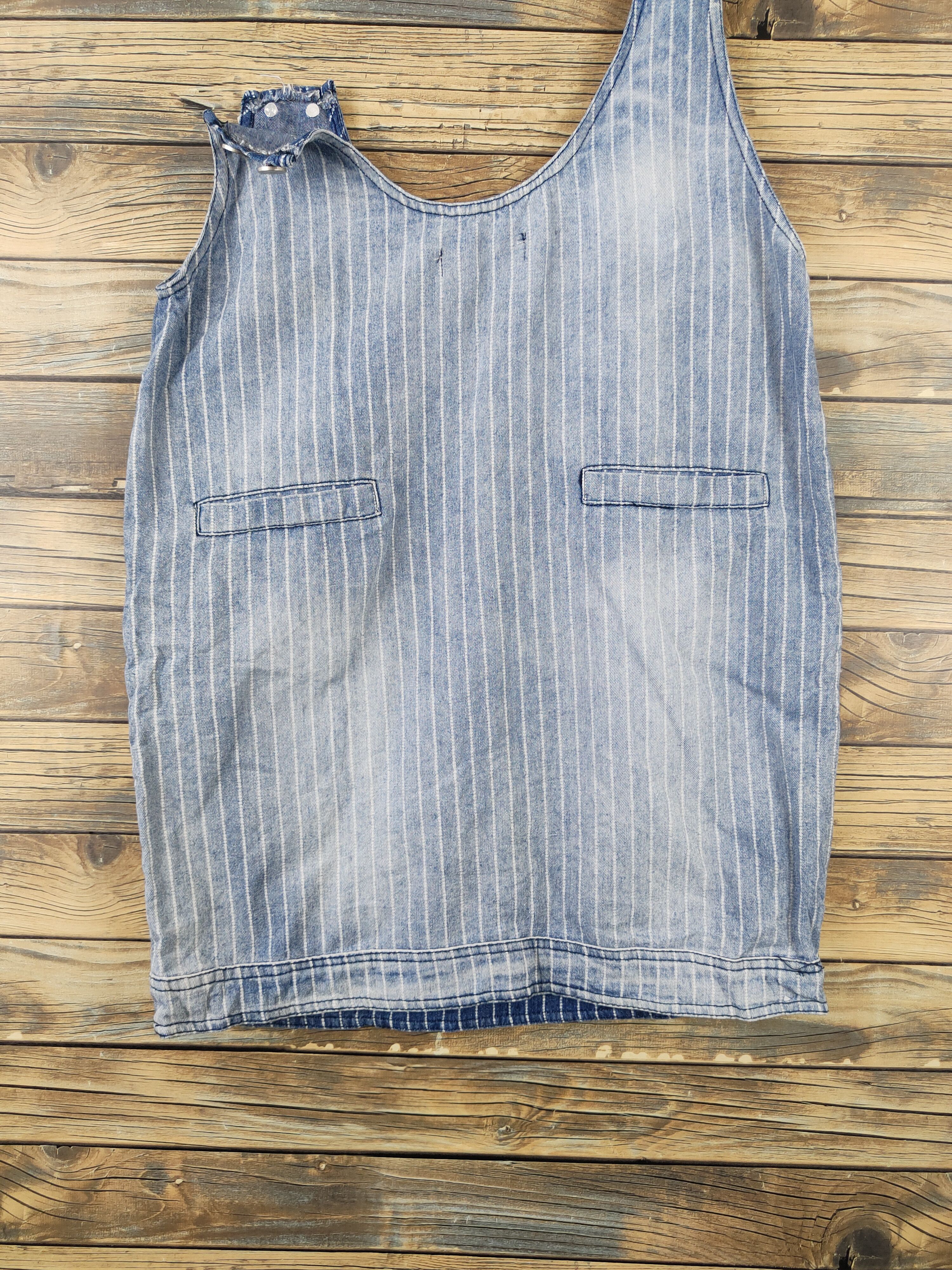 Japanese Brand × Vintage Vintage item 🔥Ief Blue Denim Half Shoulder Skirt Jumpsuits Size 37" - 8 Thumbnail