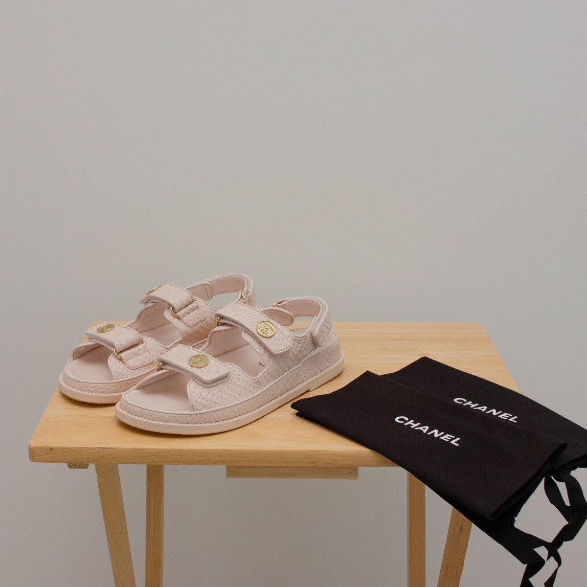 Chanel CHANEL 2022 Calfskin Velcro Dad Medallion Sandals Pink 38.5C Size US 8.5 / IT 38.5 - 2 Thumbnail