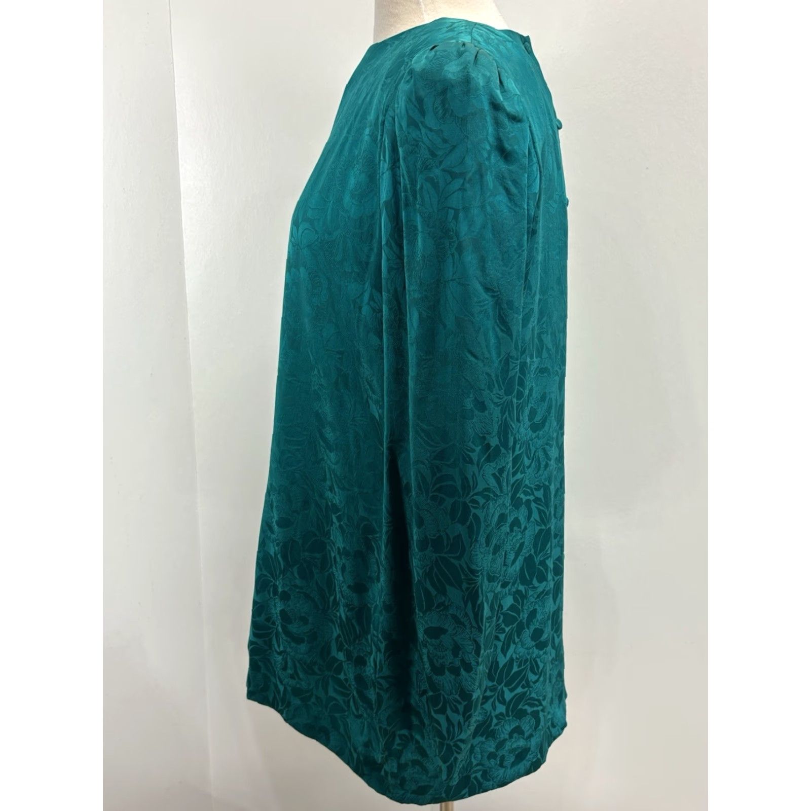 Vintage VINTAGE Silk Studio 2 Pc Skirt Set Outfit Women's 18 Plus Green Silk Shirt Tiered Skirt 1980s Cocktail Mens? Womens Size XXL / US 16-18 / IT 52-54 - 3 Thumbnail