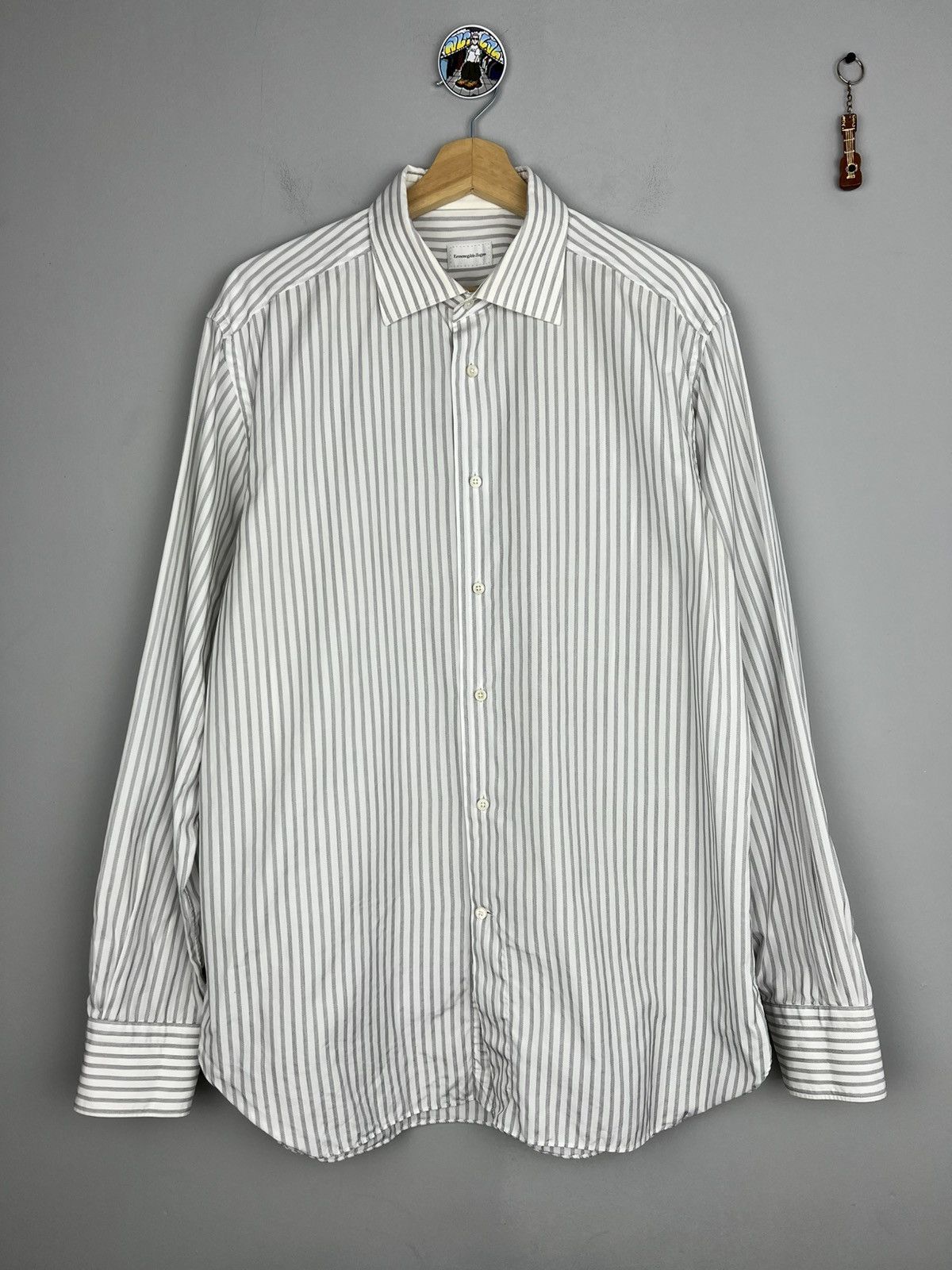 Designer × Ermenegildo Zegna Ermenegildo Zegna Button Up Striped Shirt Long Sleeve Kiton Size US L / EU 52-54 / 3 - 1 Thumbnail