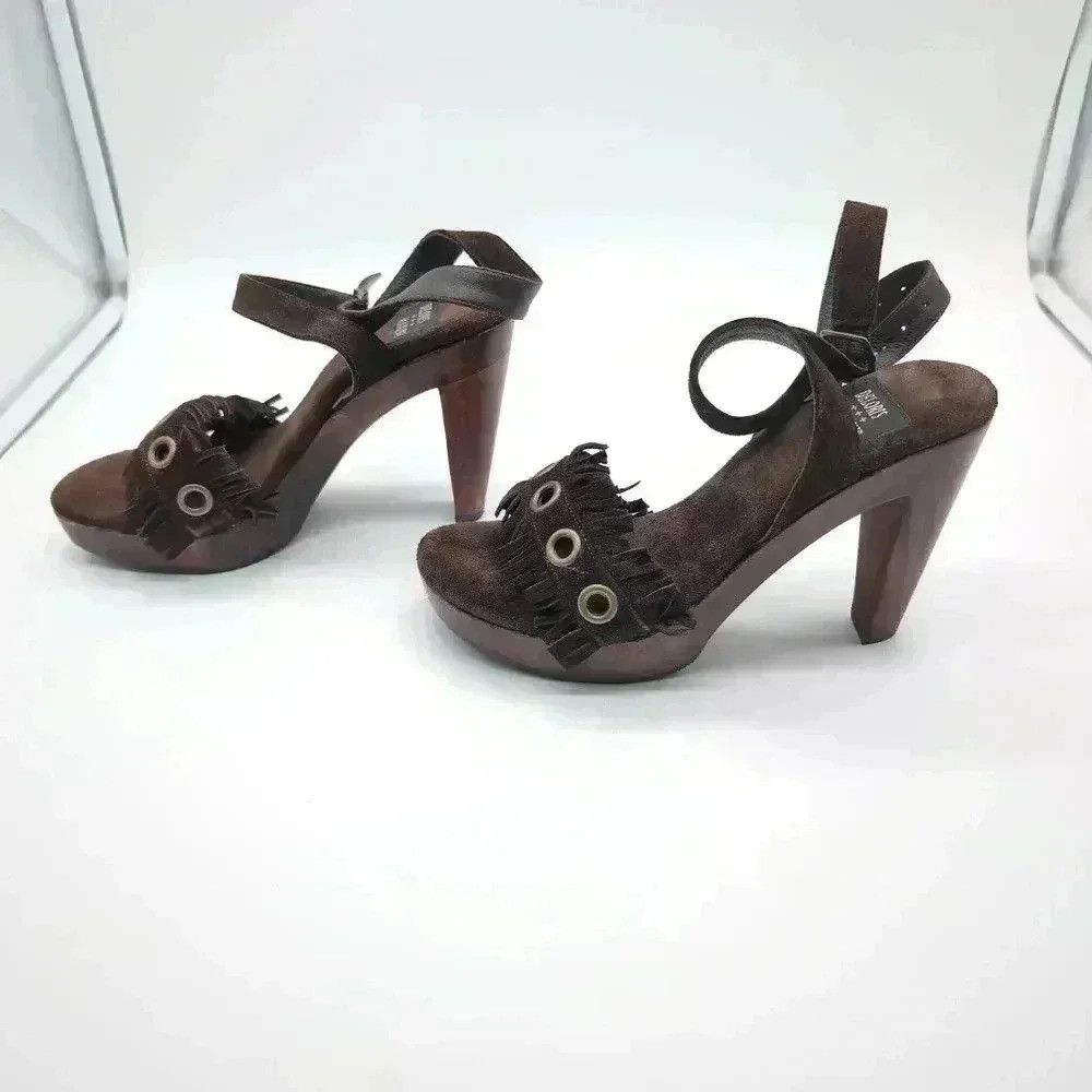 Vintage Delores and Maxine Brandy shoes Brown sz 6 Wood heel strapp Size US 6 / IT 36 - 6 Thumbnail