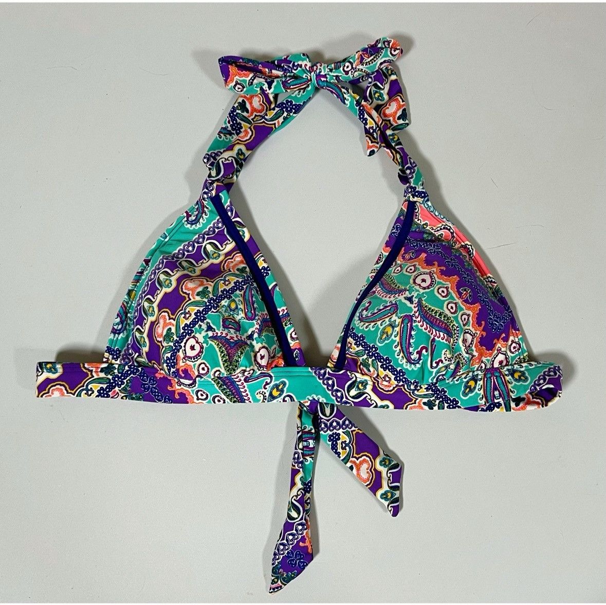 Kenneth Cole Blue Purple Paisley Boho Bikini Top Bathing Suit Size S 💜✨ Size S / US 4 / IT 40 - 2 Thumbnail