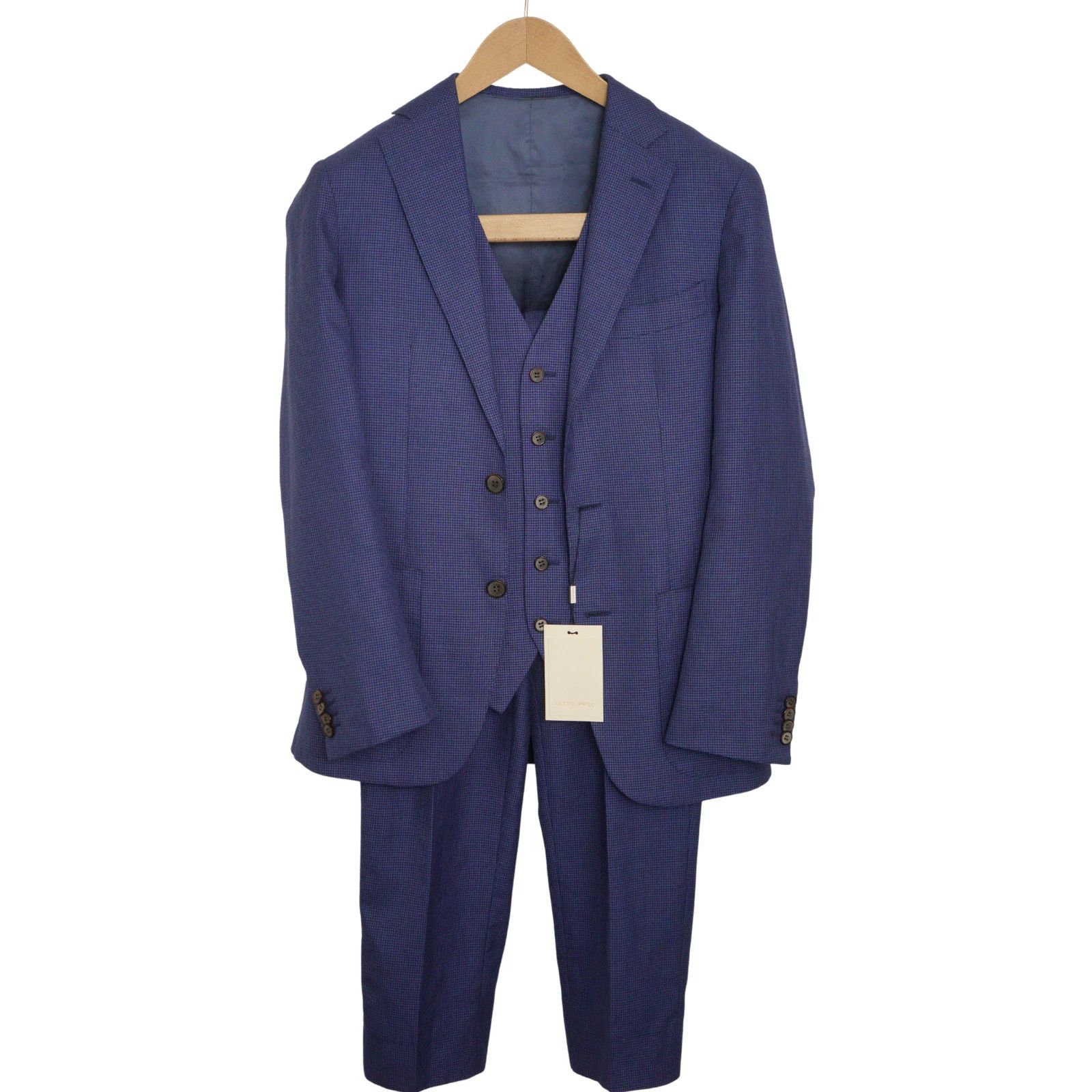 Suitsupply Men Suitsupply 3 Piece Suit Havana Patch Blue Ethomas US34 Size 34R - 1 Thumbnail
