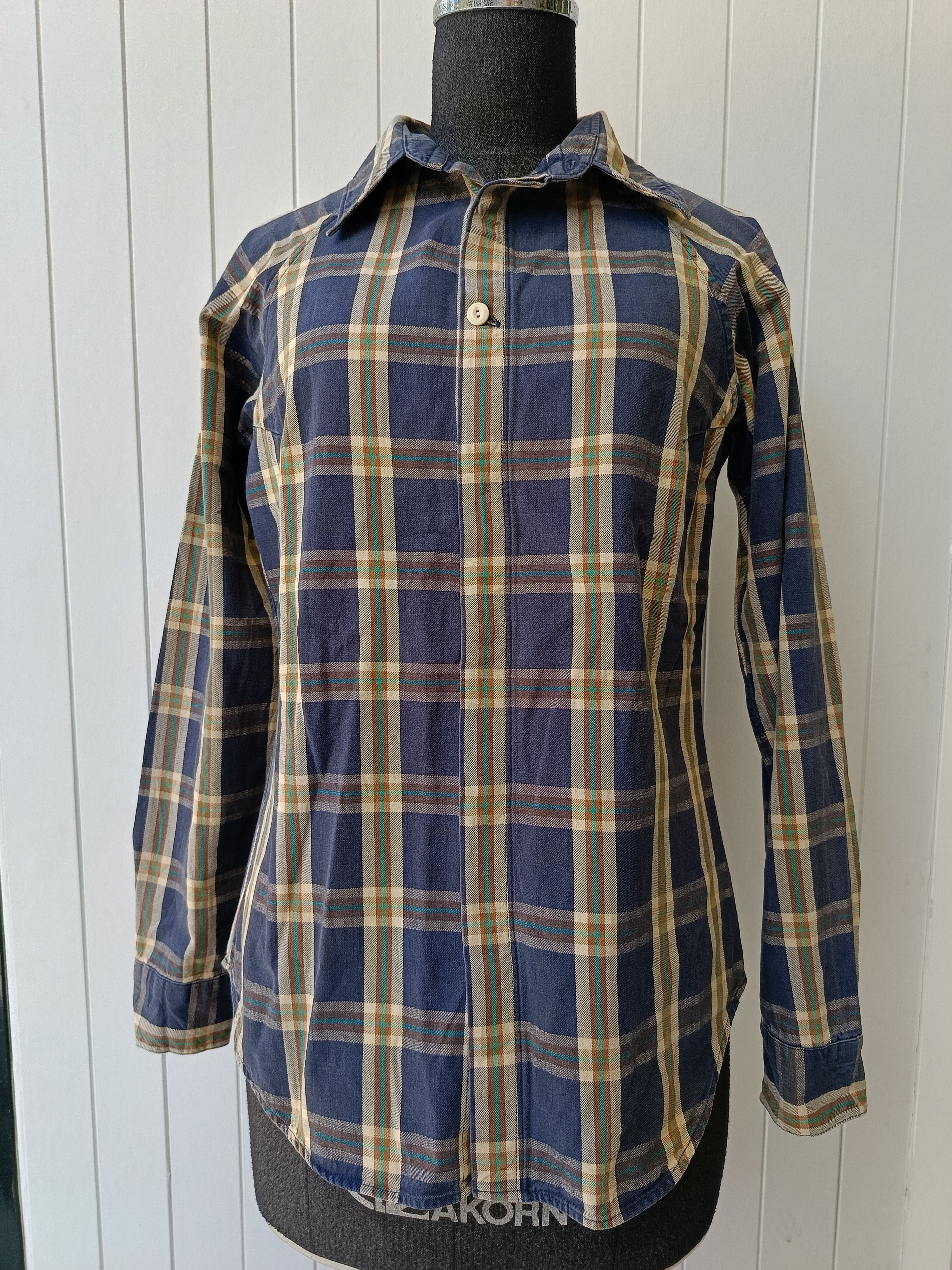 45rpm 45RPM by R Japan plaid ladies indigo navy blue slimfit shirt Size S / US 4 / IT 40 - 1 Thumbnail