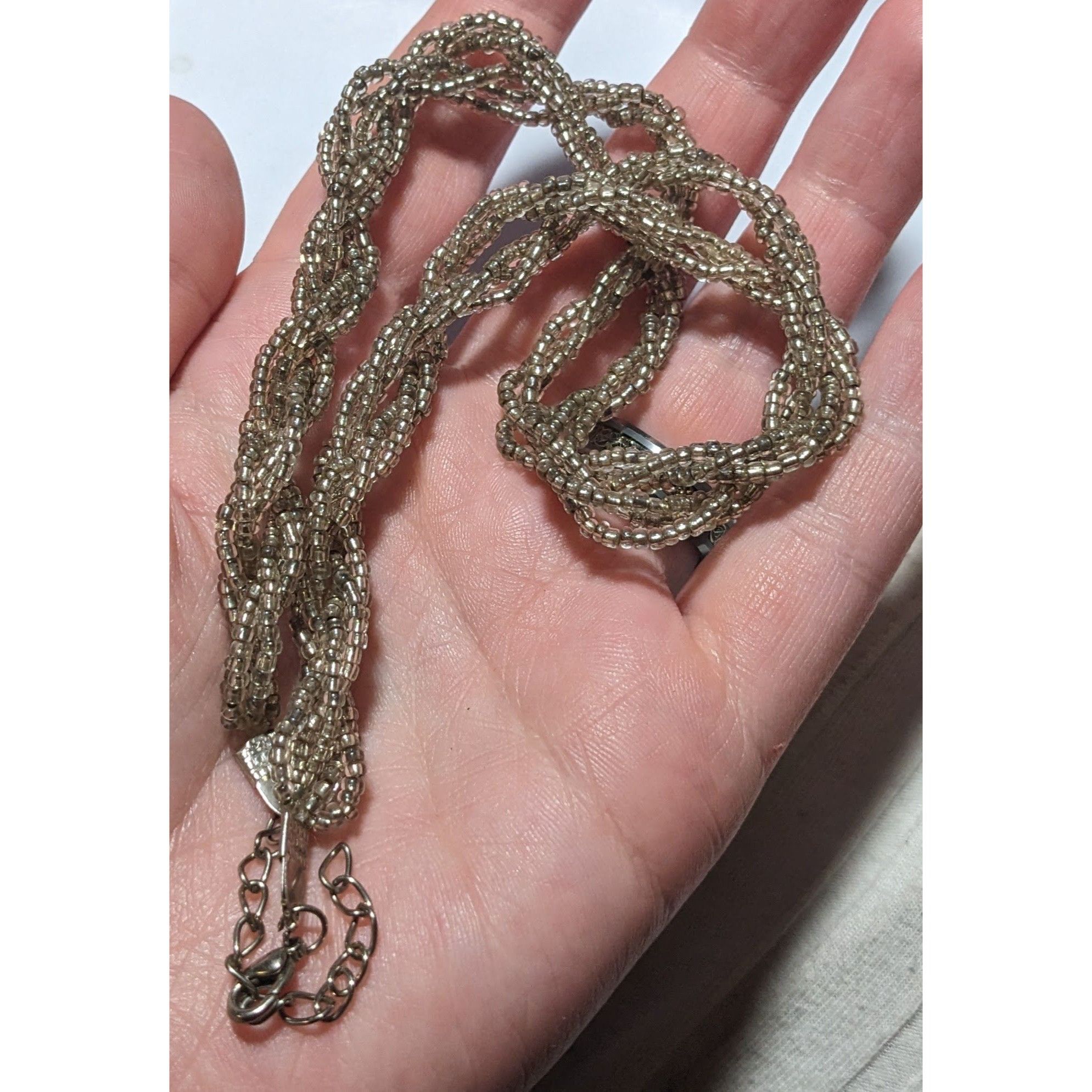 Other Twisted Silver Glass Seed Bead Necklace Size ONE SIZE - 7 Thumbnail