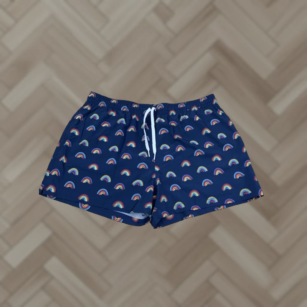 Chubbies Chubbies Trunks Men 2XL Blue Rainbows Beach Swim Lined Drawstring Stretch Bottom Size US 39 - 1 Thumbnail