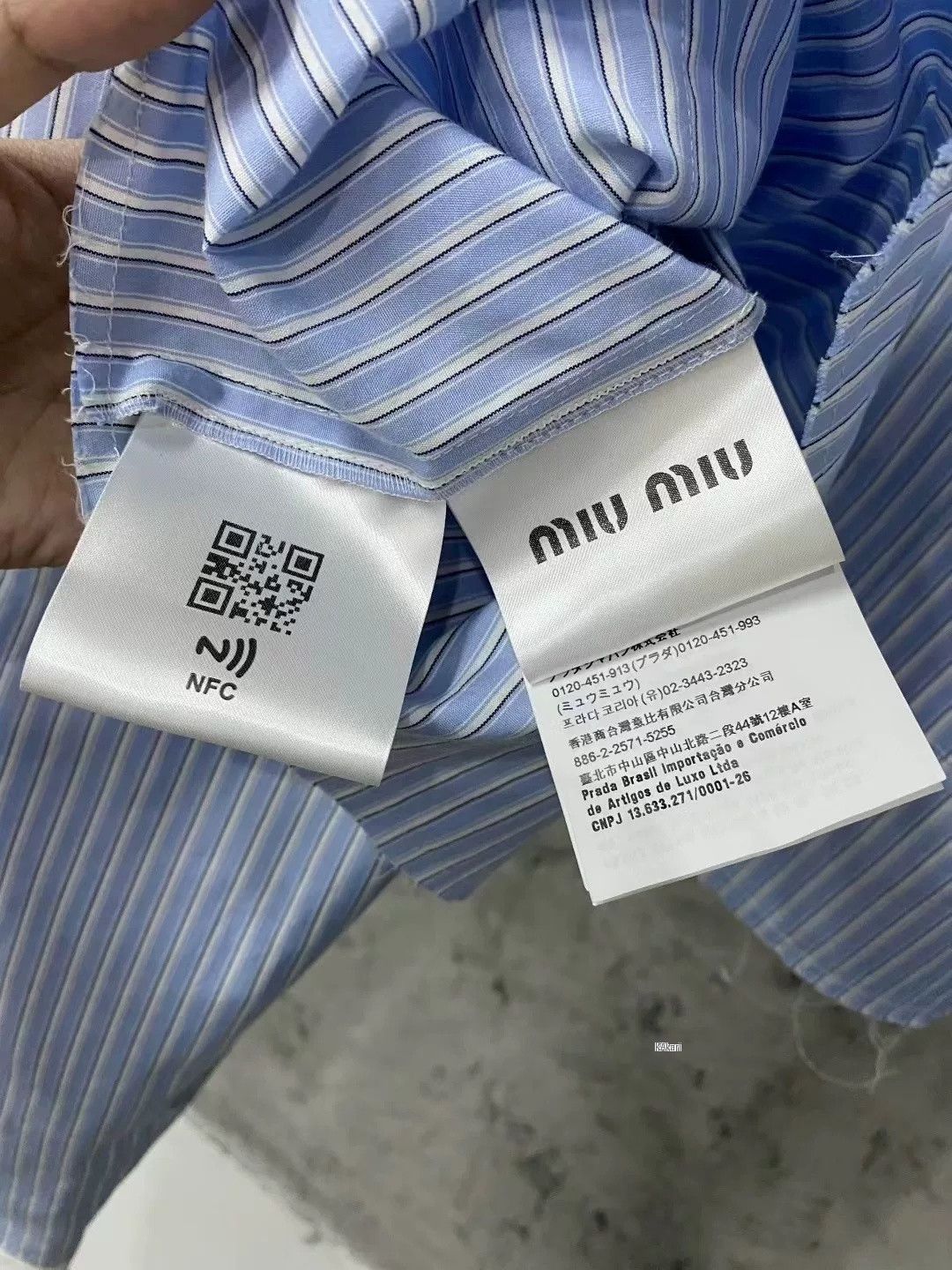 Miu Miu Miu Miu Blue White Stripe Doll Collar Shirt Size US 28 / EU 44 - 8 Thumbnail