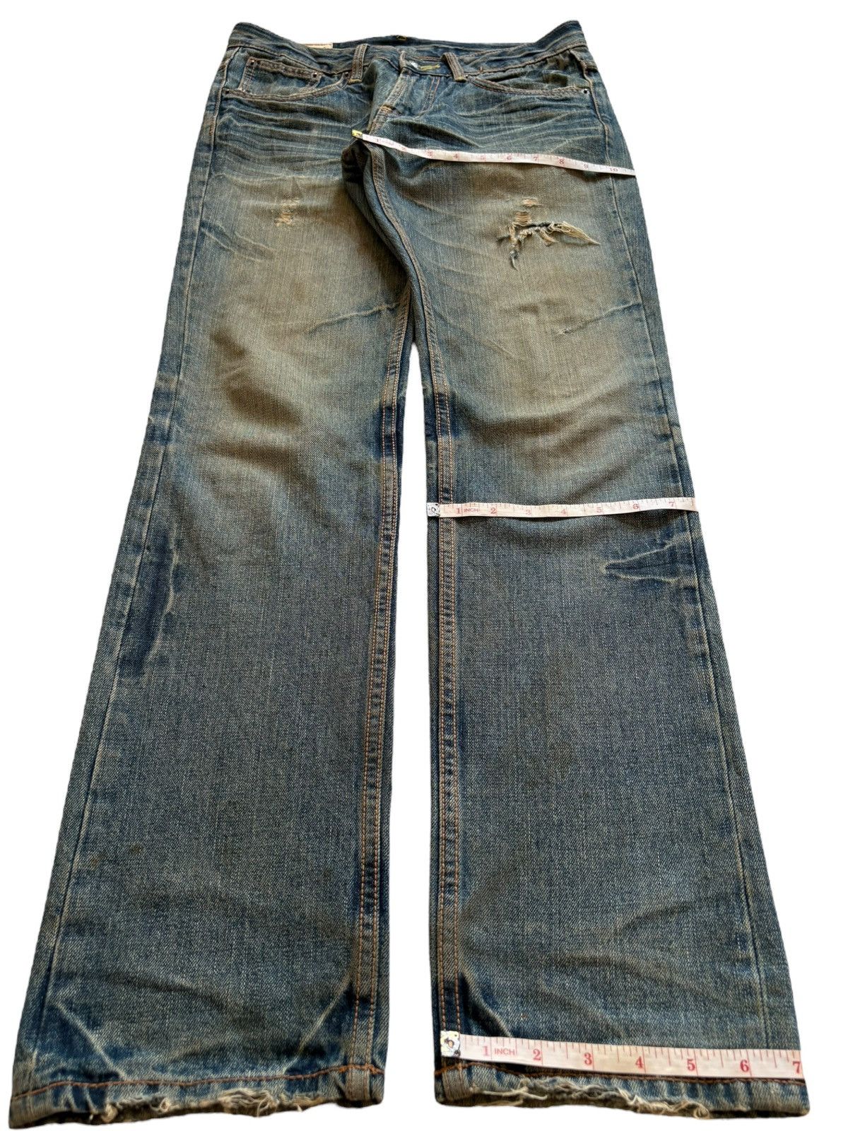 Japanese Brand Vintage Japanese Brand Rusty Mud Wash Ripped Jeans Size US 31 - 15 Thumbnail