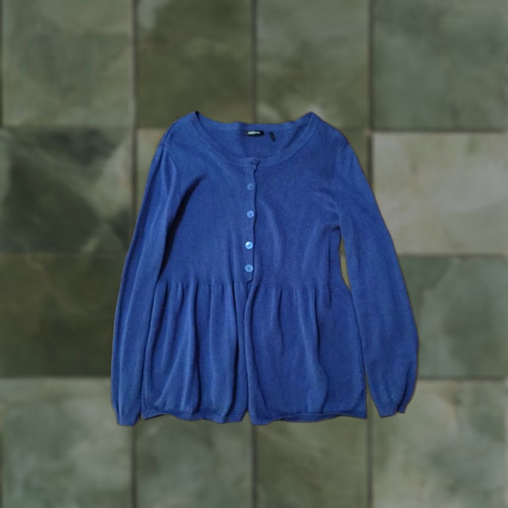 Vintage VINTAGE Daisy Fuentes Cardigan Sweater Women Large Blue Button-Front Hip Length Casual Fall Winter Size L / US 10 / IT 46 - 1 Thumbnail