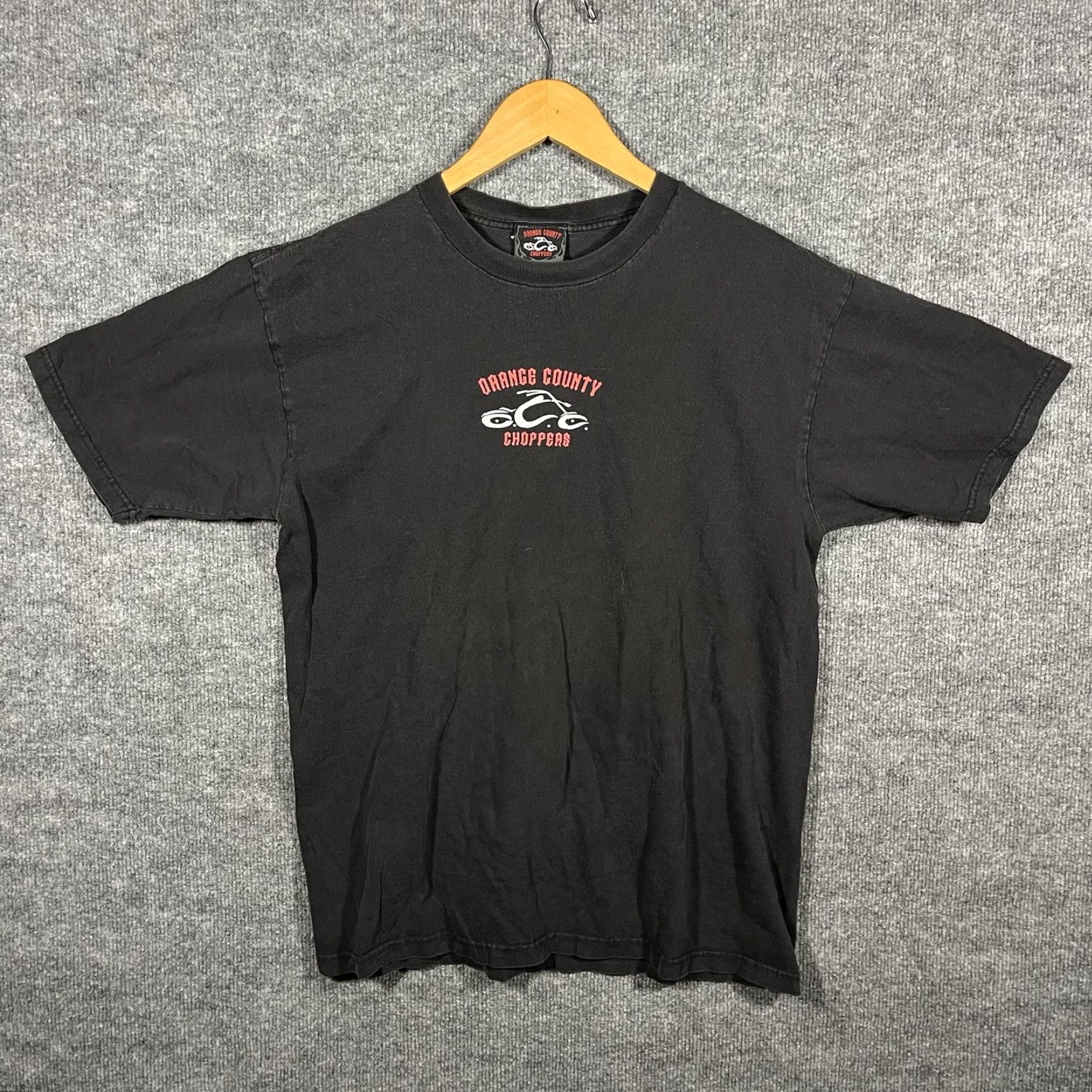 Logo 7 VINTAGE Choppers Brand Orange County T-Shirt Men Large Black Logo Flame Biker 90s Size US L / EU 52-54 / 3 - 3 Thumbnail