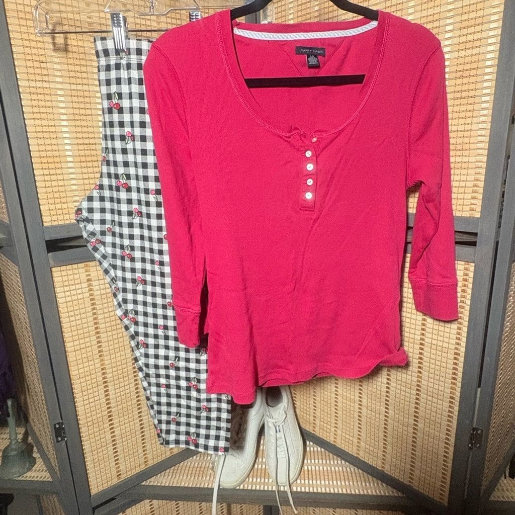 Tommy Hilfiger Women's Pink Henley Top Size L / US 10 / IT 46 - 1 Thumbnail