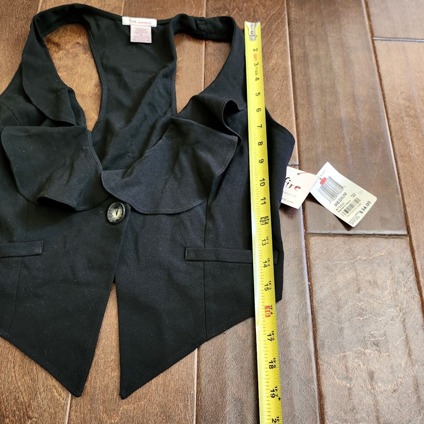 Vintage Fire Los Angeles Junior Black One Button Vest Top M NWT Size M / US 6-8 / IT 42-44 - 5 Thumbnail