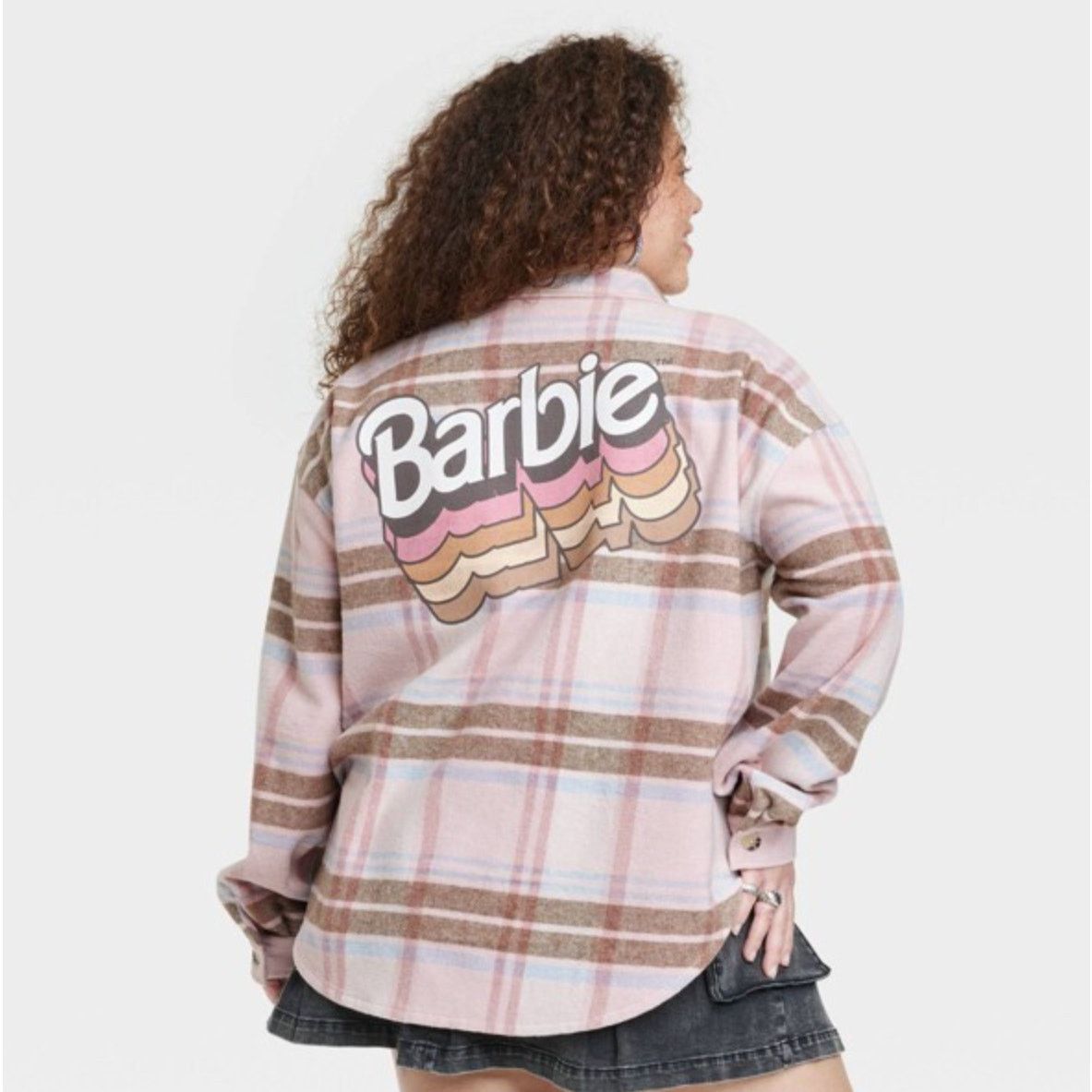 Other Barbie Pink & Brown Flannel Jacket XS Retro Pastel Shacket Size XS / US 0-2 / IT 36-38 - 7 Thumbnail