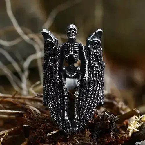 Jewelry Skull Angel Ring Skull Wings Ring🔥🔥🔥 Size ONE SIZE - 1 Thumbnail