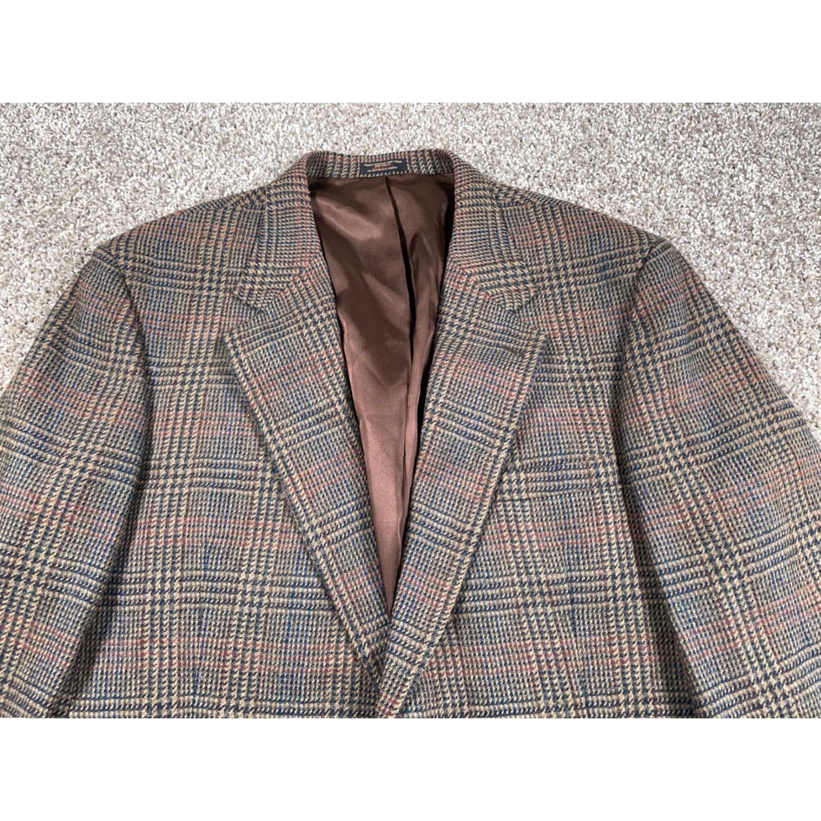 Vintage VINTAGE Hunter's Glen Wool Blazer Men 46 Regular Brown Glen Check 2 Button Jacket Size 46R - 5 Thumbnail