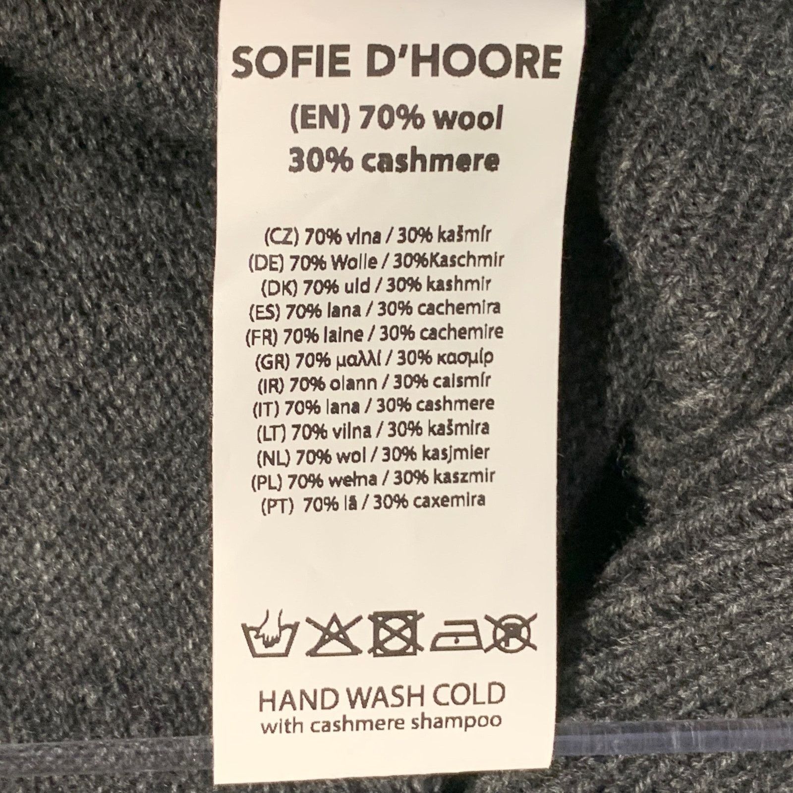 SOFIE D'HOORE Size S Grey Charcoal Knit Cashmere Oversized V-Neck Cardigan Size US S / EU 44-46 / 1 - 9 Thumbnail