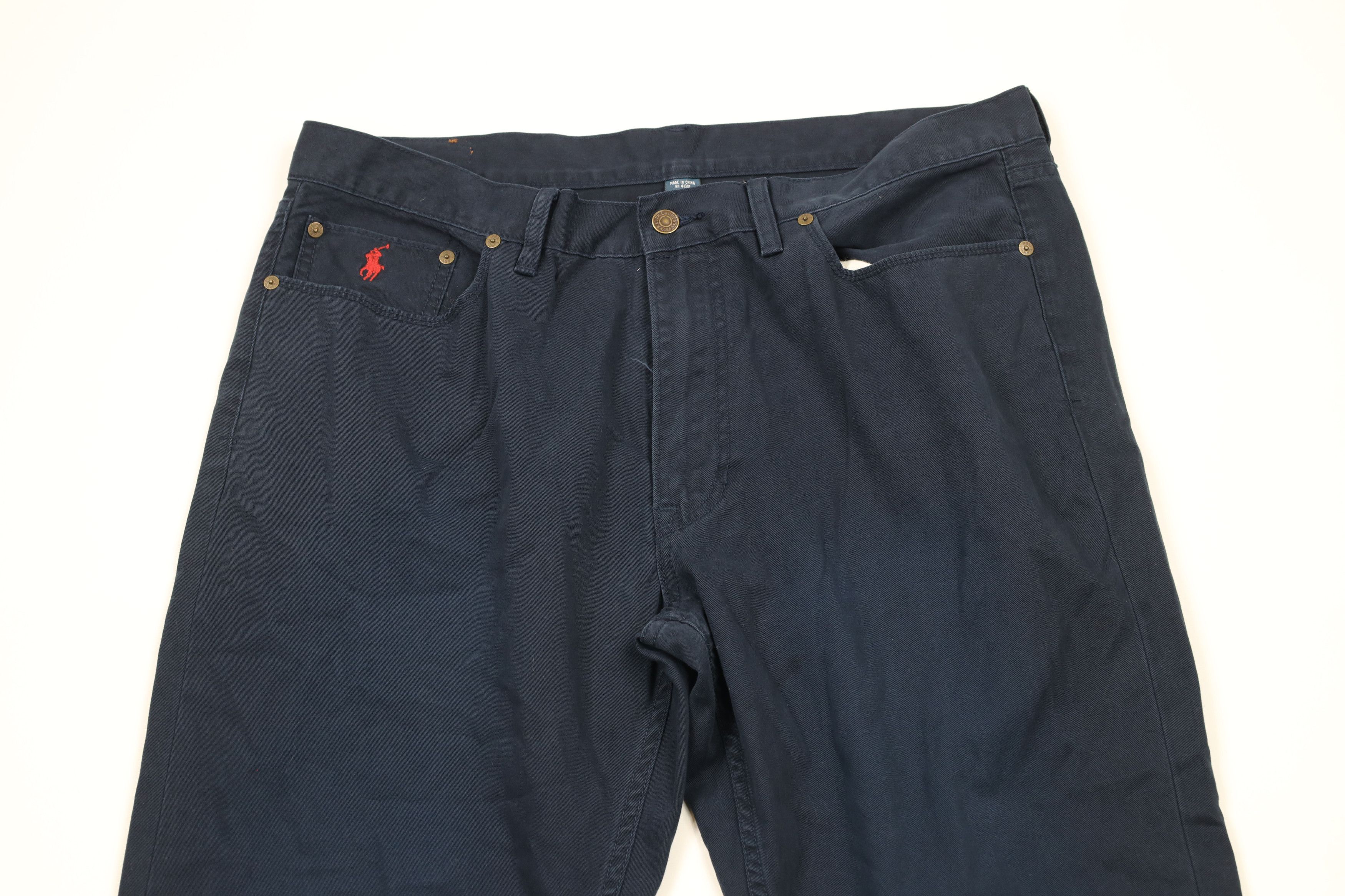 Ralph Lauren × Vintage Vintage Ralph Lauren Straight Leg Cotton Twill Pants Blue Size US 38 / EU 54 - 2 Thumbnail