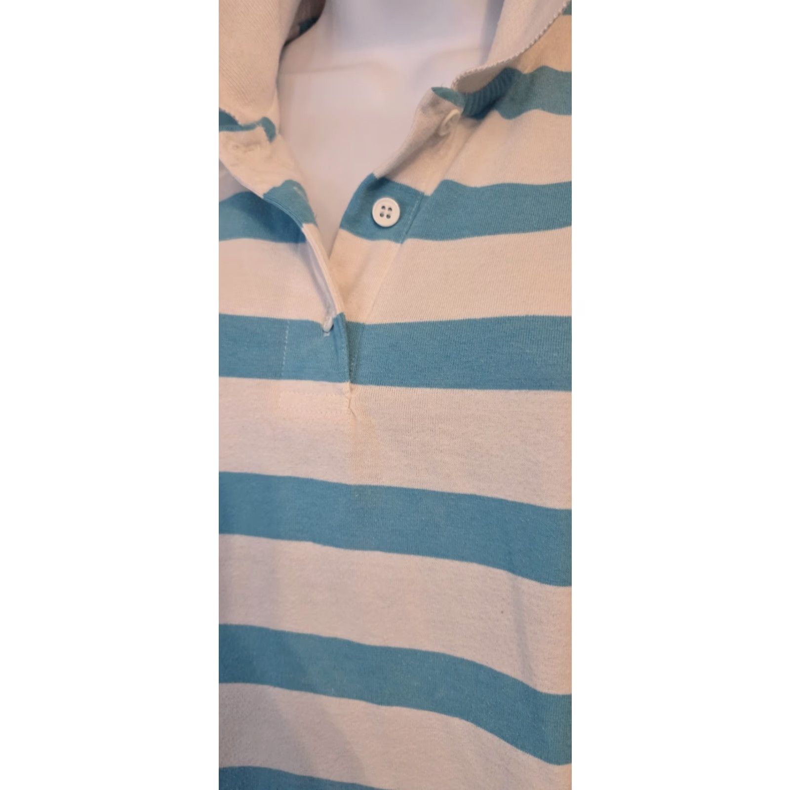 Vintage VINTAGE Stefano Worldwide Aqua White Stripe Polo Shirt M Women’s Polo Shirt Stripe 80s Womens M Size M / US 6-8 / IT 42-44 - 4 Thumbnail