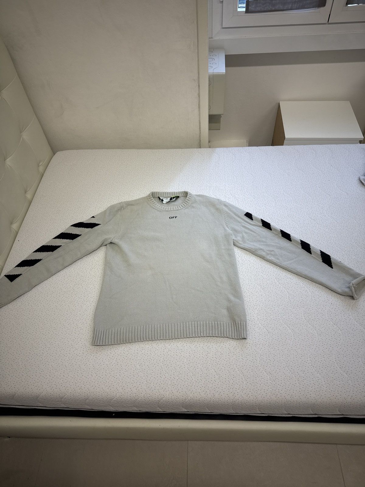 Off-White Maglione Off-White "Diagonals" Knit Sweater – Grigio Chiaro– Size US L / EU 52-54 / 3 - 8 Thumbnail