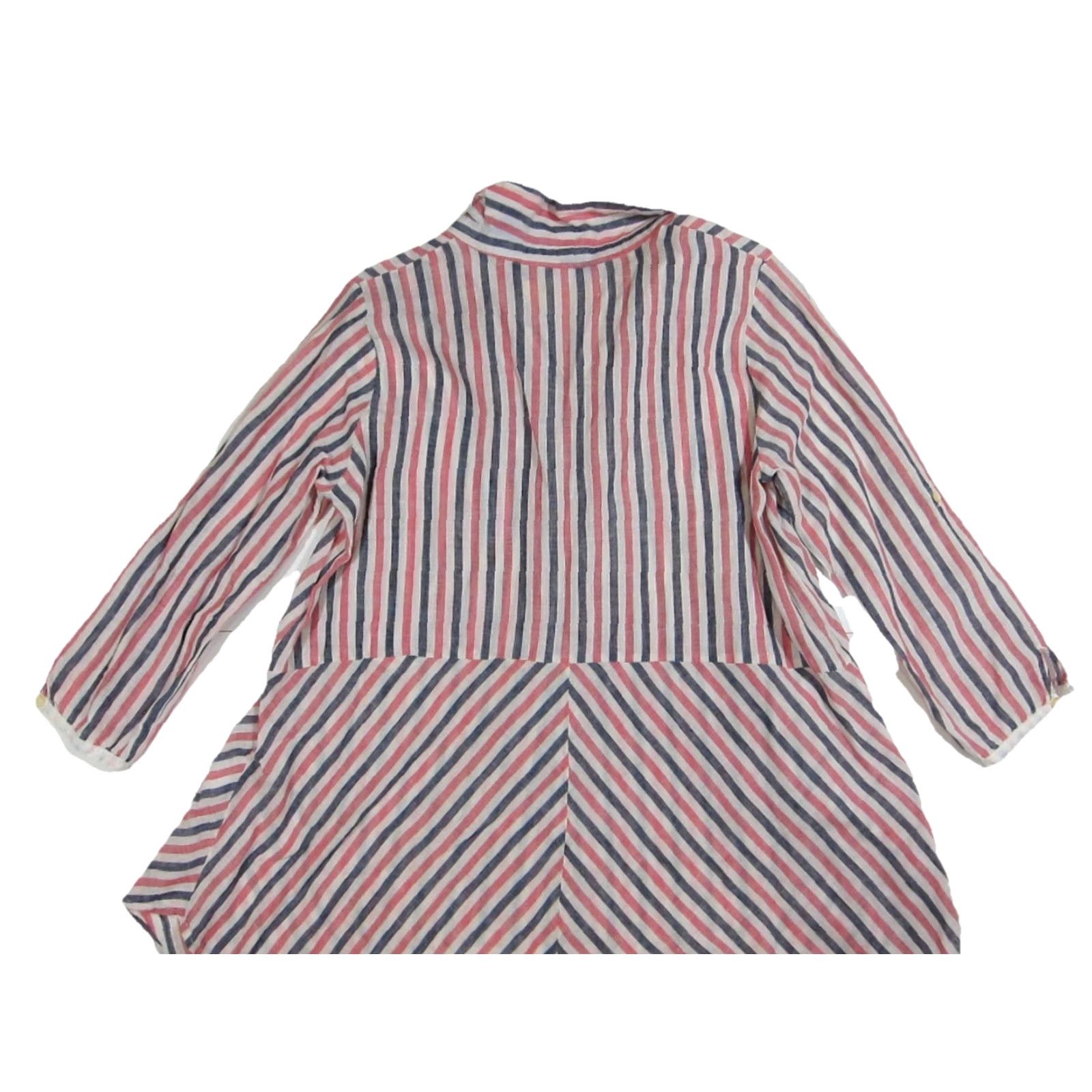 Anthropologie Isabella Sinclair Anthropologie Blouse Top 3/4 Sleeve Stripe Linen Pink Blue S Womens Regular Short Sleeve Pink Stripe 20s 30s 40s 50s 60s 70s 80s 90s Size S / US 4 / IT 40 - 8 Thumbnail
