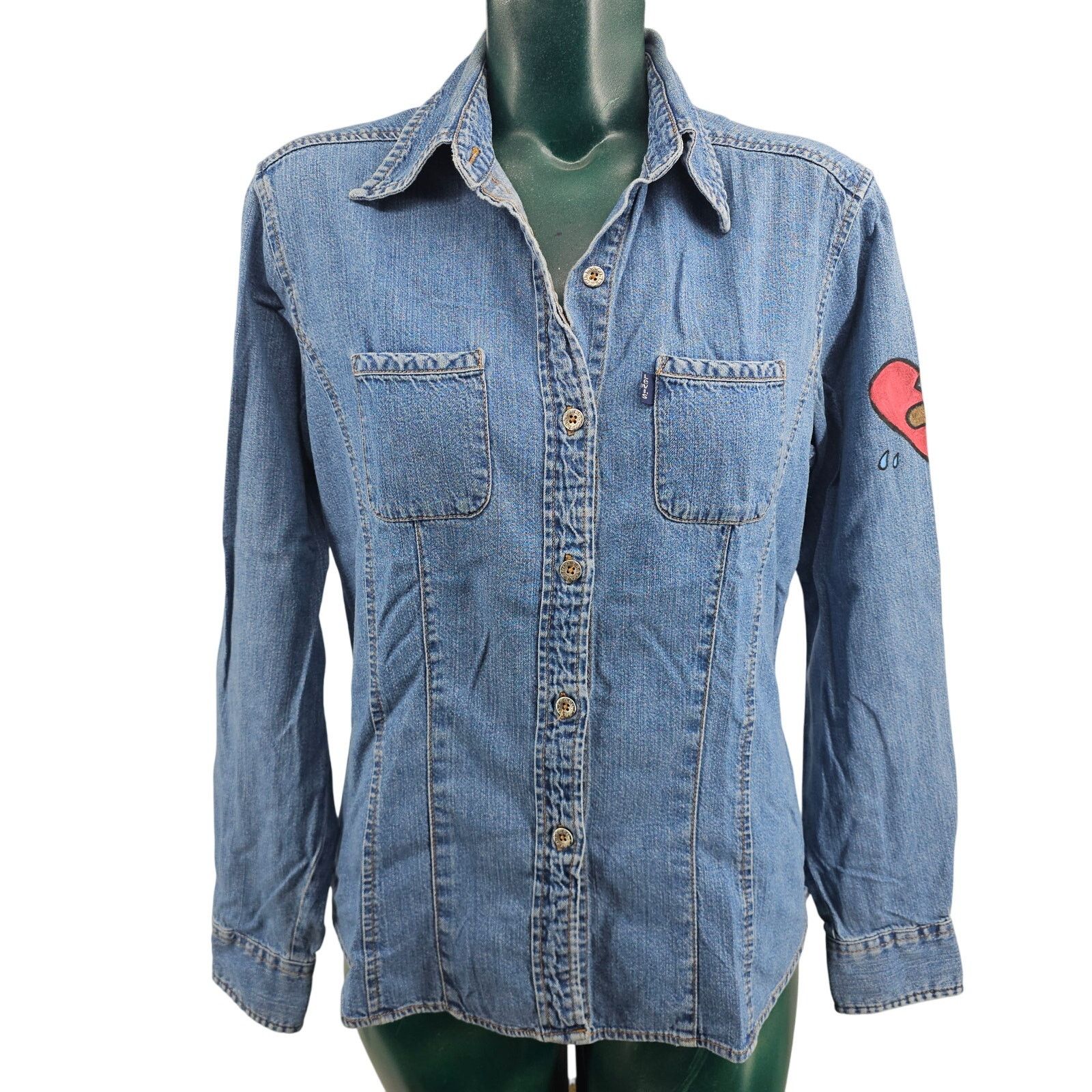 Levi's Vintage Levi's Handpainted Pop Art Denim Button Shirt M 3602 Size M / US 6-8 / IT 42-44 - 2 Thumbnail