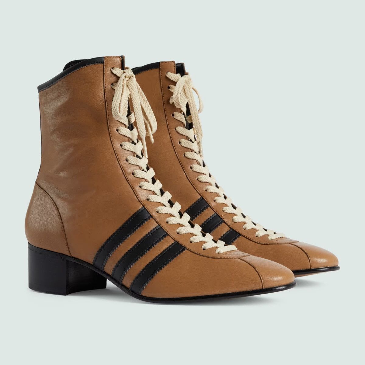 image of X Adidas Runway Lace Up Leather Boots In Brown, Men's (Size 12)